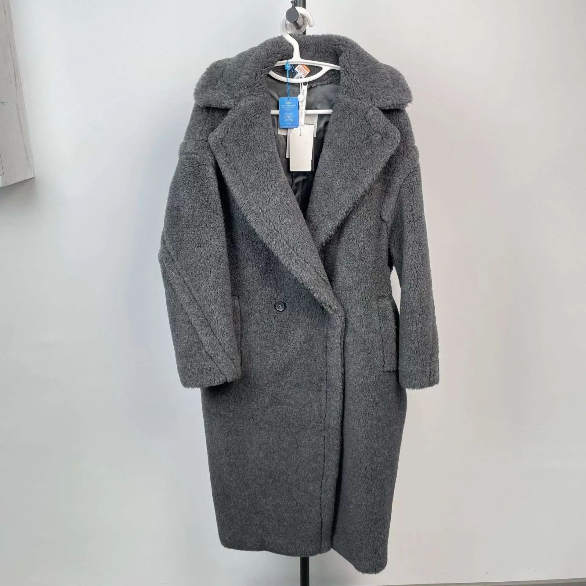 maxmara teddy long coat dark gray size S