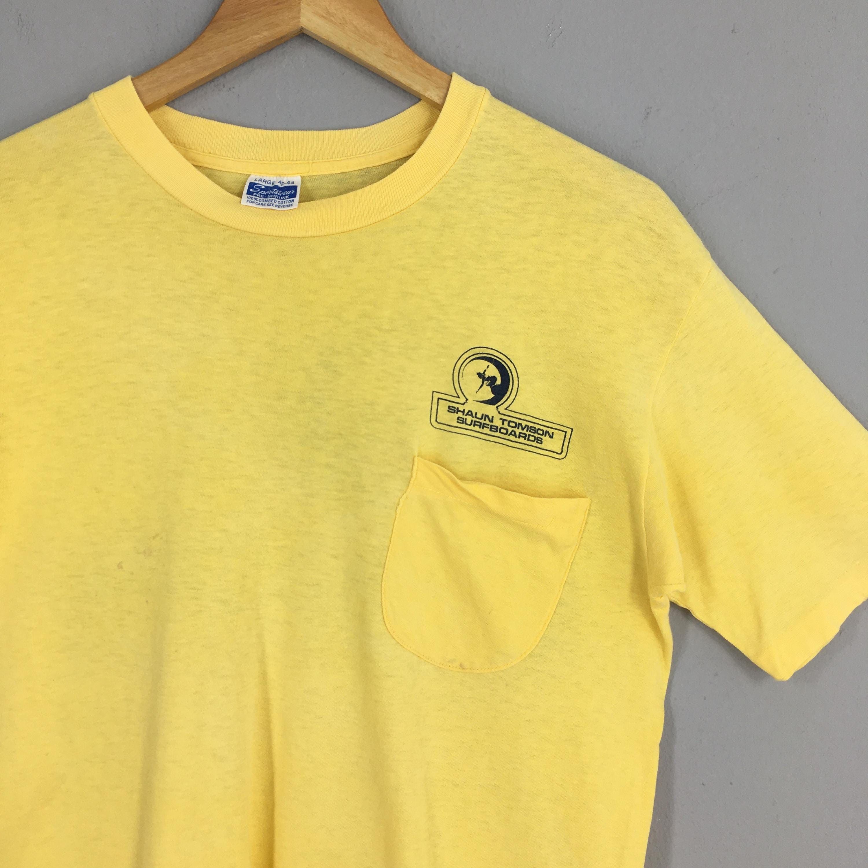 Lightning Bolt × Vintage Vintage 80's Shaun Tomson Surfer Yellow Tshirt Large Size US L / EU 52-54 / 3 - 4 Thumbnail