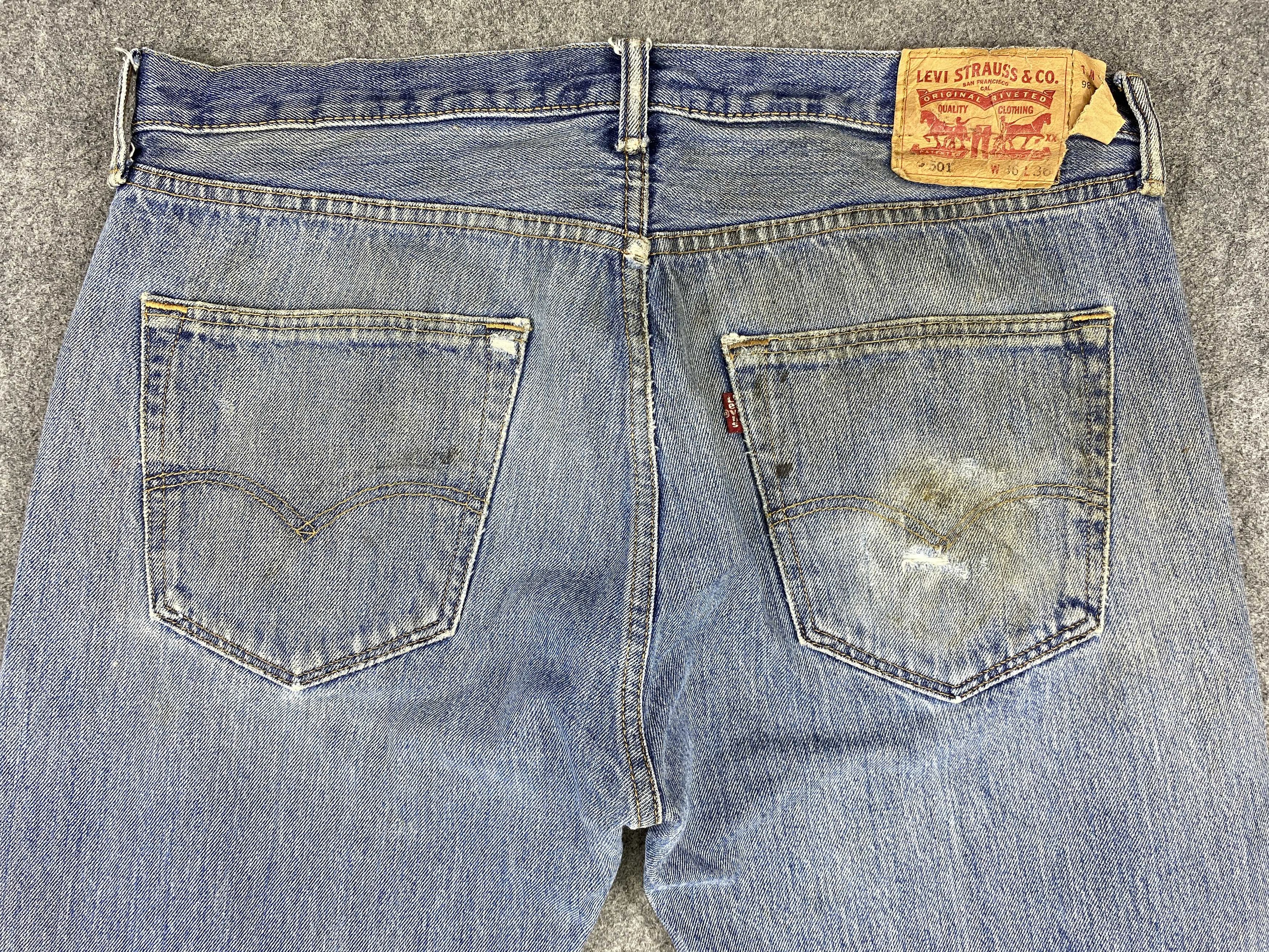 Levi's Dirty Blue Vintage Levi's 501 Jeans 37x34.5 Denim -JN1570 Size US 37 - 4 Thumbnail