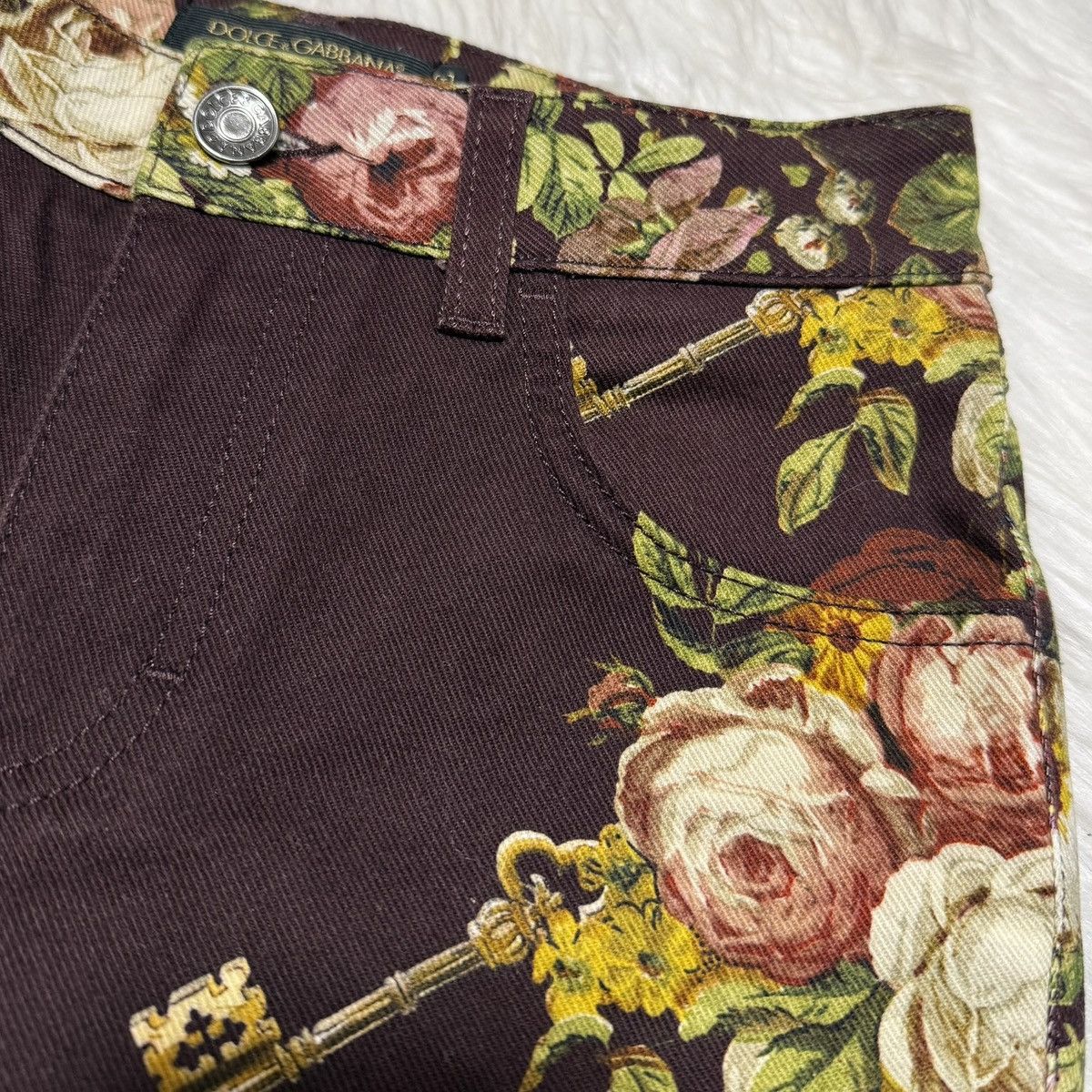 Dolce & Gabbana Authentic Dolce & Gabbana Floral & Key Design Denim Jeans 36 Size 25" / US 0 / IT 36 - 9 Thumbnail