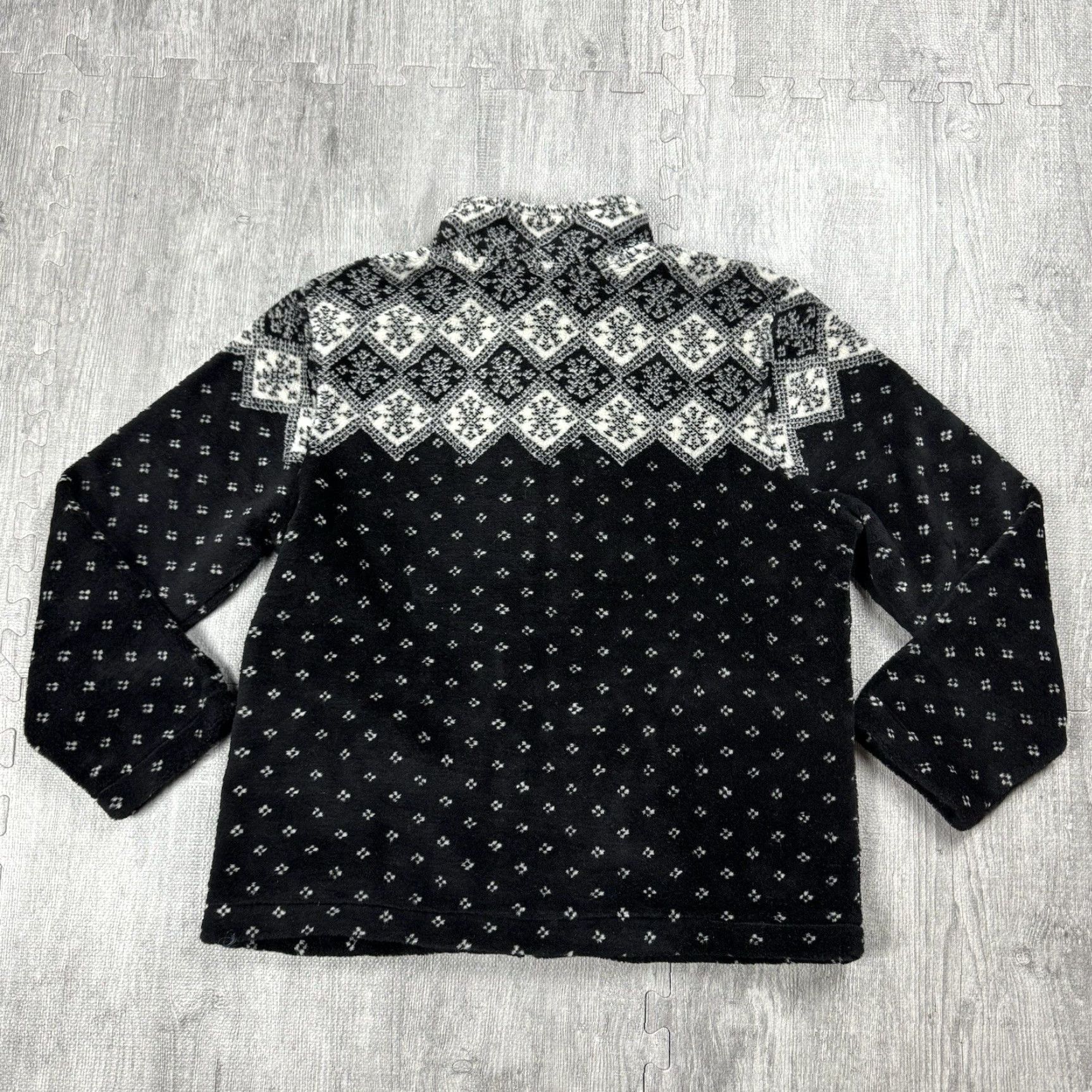 Talbots VTG Talbots USA Made Fair Isle Icelandic Snowflake Full Zip Fleece Mock Neck M Women Black Knit Pullover Size M / US 6-8 / IT 42-44 - 6 Thumbnail