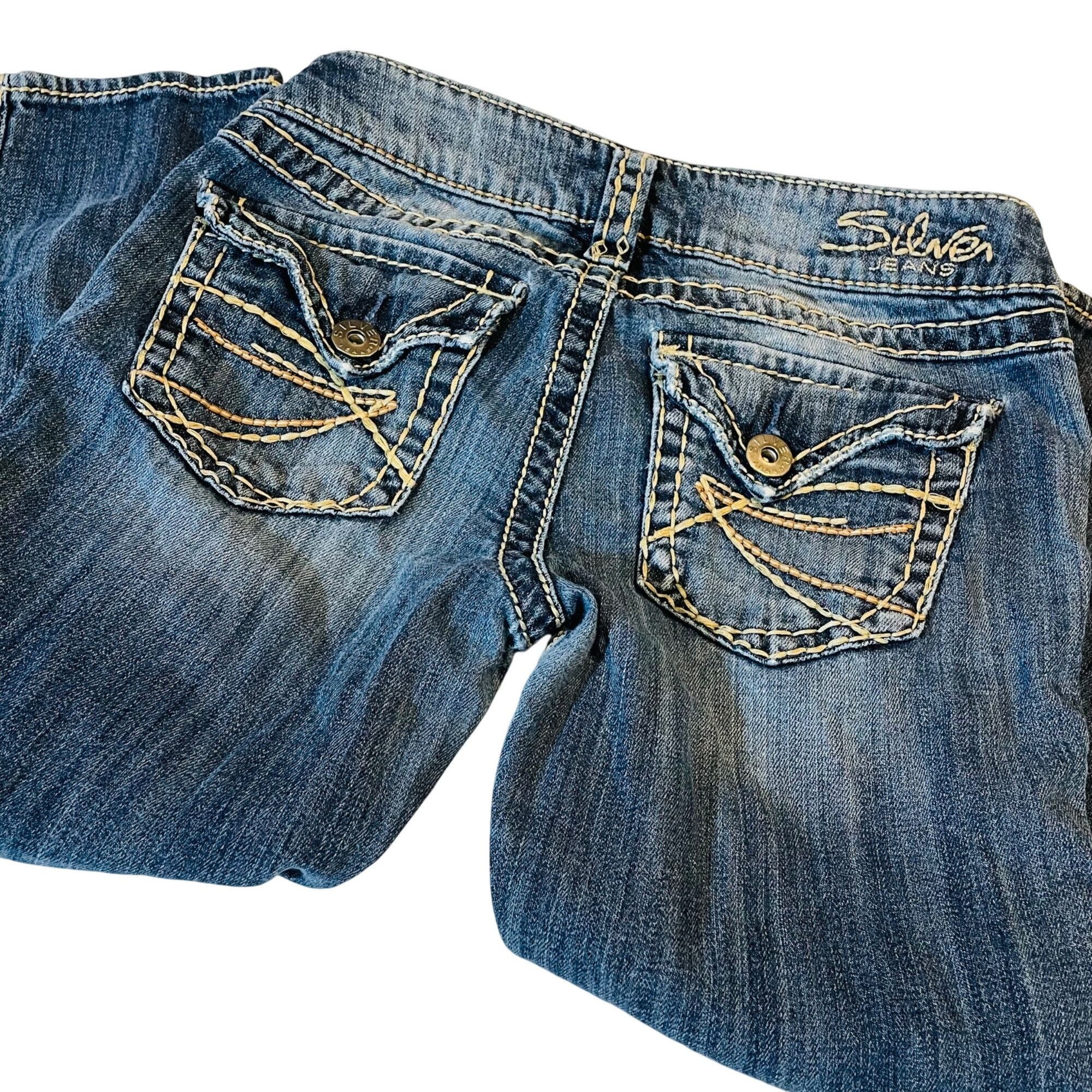 Silver Jeans Co. Womens Silver Capri Jeans Suki Distressed Blue Wash Size 26 Size 26" / US 2 / IT 38 - 3 Thumbnail