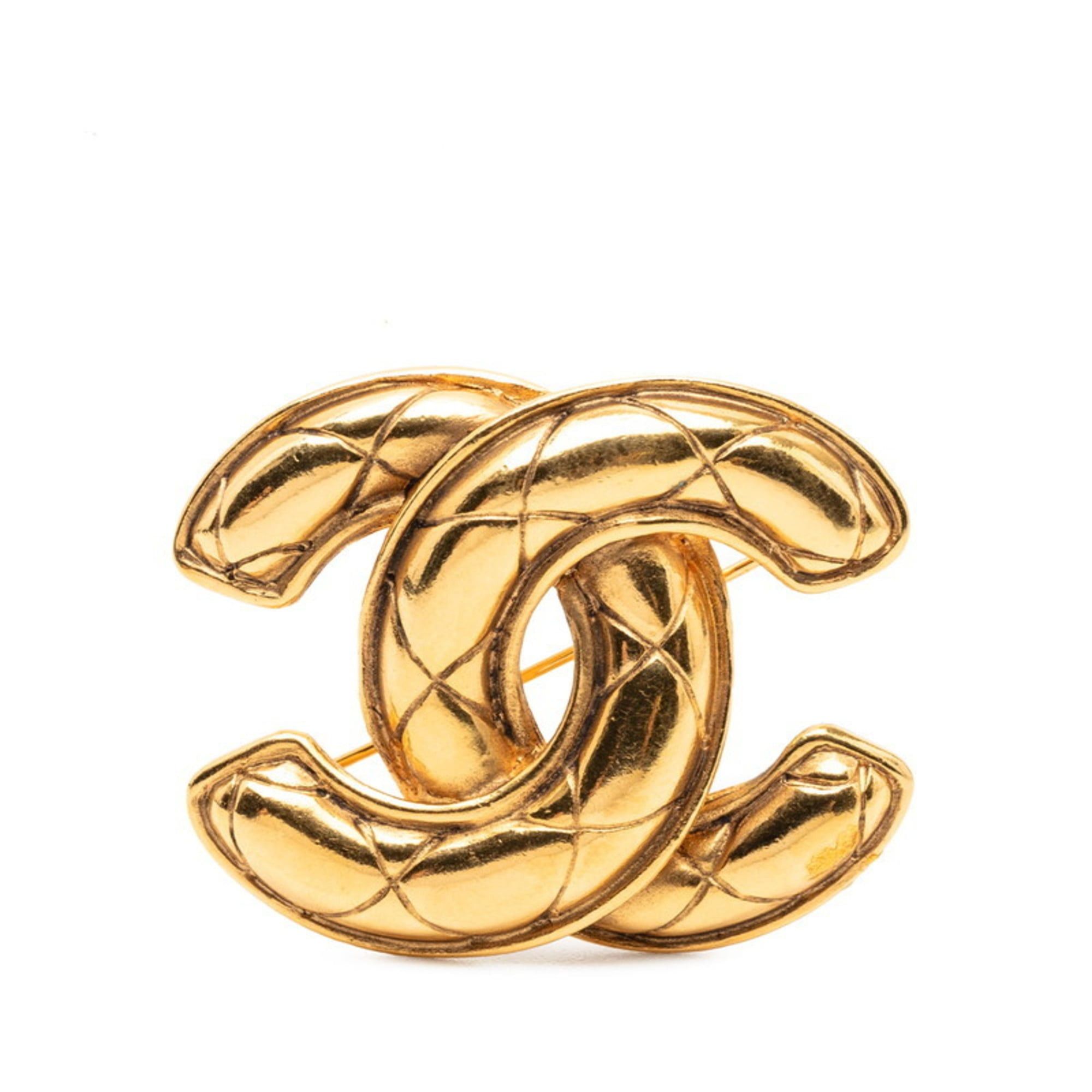 Chanel CHANEL Coco Mark Matelasse Brooch, Gold Plated, Women's Size ONE SIZE - 1 Thumbnail
