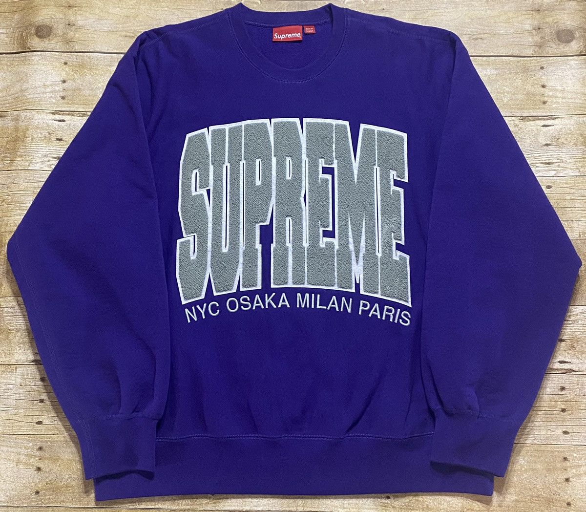 image of Supreme Cities Arc Crewneck in Purple, Men's (Size XL)