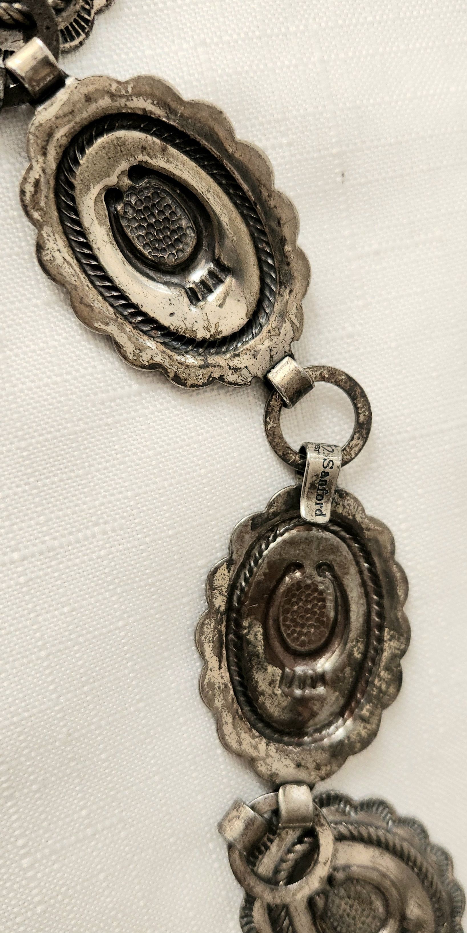 Other Sanford Sancrest R Concho Belt vtg Silver Patina color Natve Size ONE SIZE - 5 Thumbnail