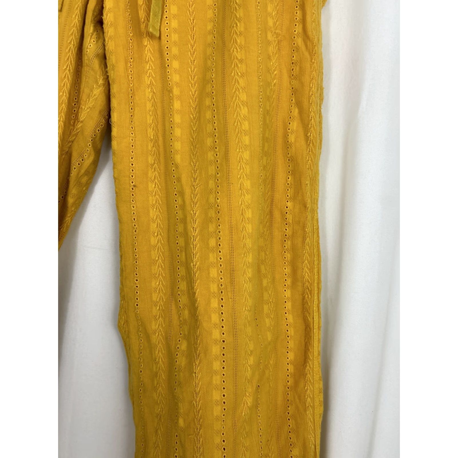 Vintage Sundance Womens Pants Medium Yellow Eyelet Patch Pocket Wide-Leg Stains Chambray Cotton Baggy Casual Spring Summer Size 32" / US 10 / IT 46 - 5 Thumbnail