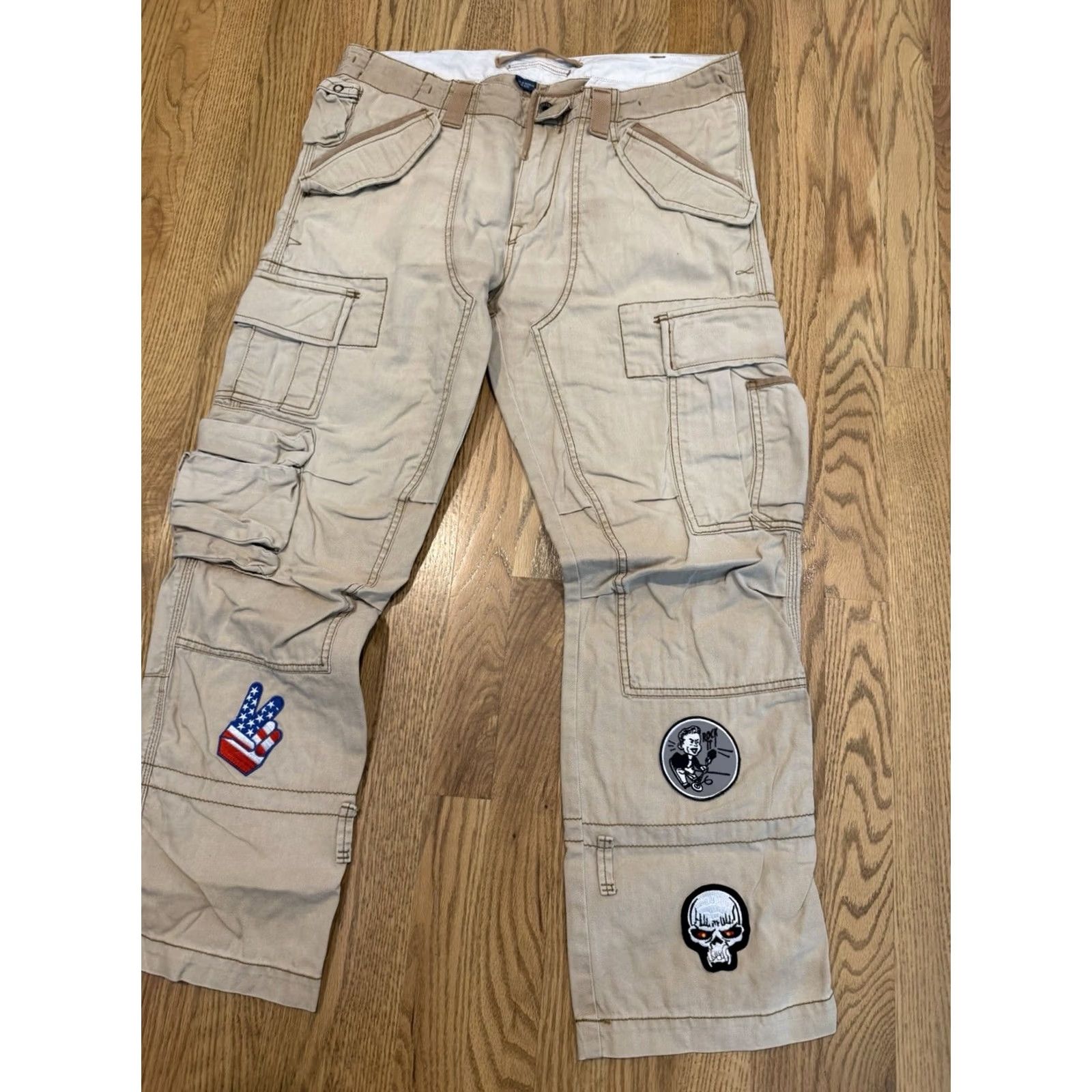 Polo Ralph Lauren VINTAGE Polo Ralph Lauren Military Cargo Pants Mens 34x30 34x29 Beige Cotton Trousers Patches Logo Front Zip Button Cargo Pants Shoes? Size US S / EU 44-46 / 1 - 7 Thumbnail