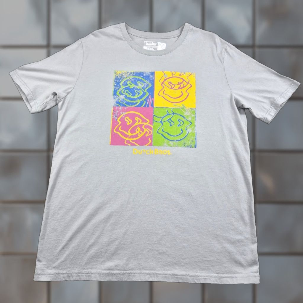 Logo 7 Dutch Bros Shirt Mens XL Gray Pop Art Smiley Graphic Logo Coffee Tee Streetwear Shirt XL Mens Gray Pop Art Logo Coffee Tee Size US XL / EU 56 / 4 - 1 Thumbnail