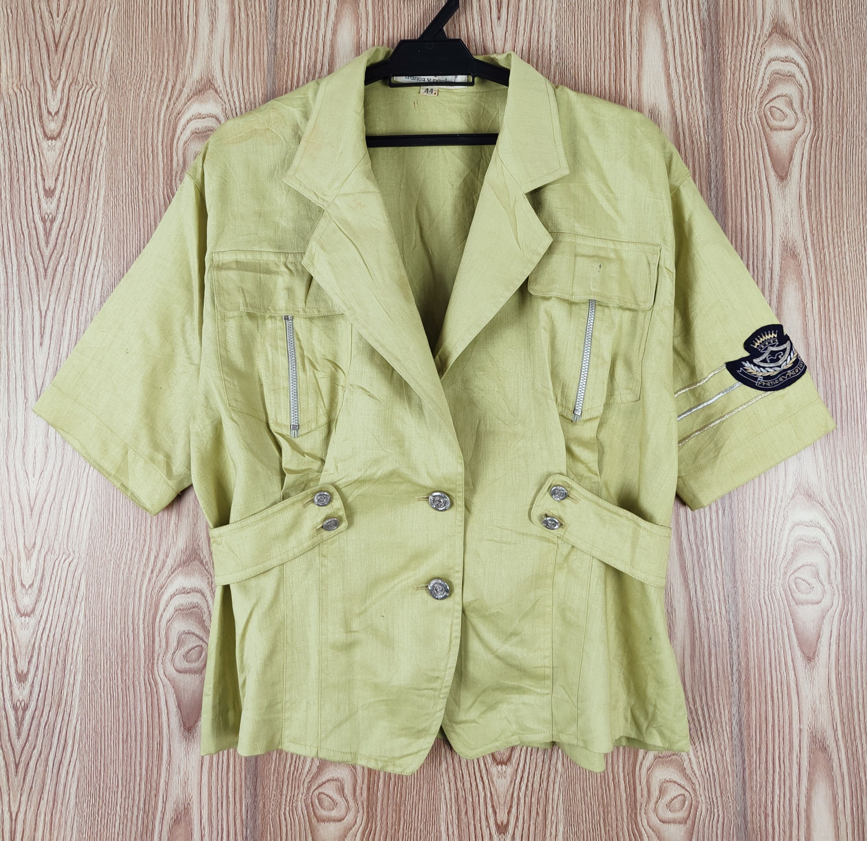 Japanese Brand × Vintage Franca V.Paoloni Green Button Up Short Sleeve Shirts Size M / US 6-8 / IT 42-44 - 1 Thumbnail