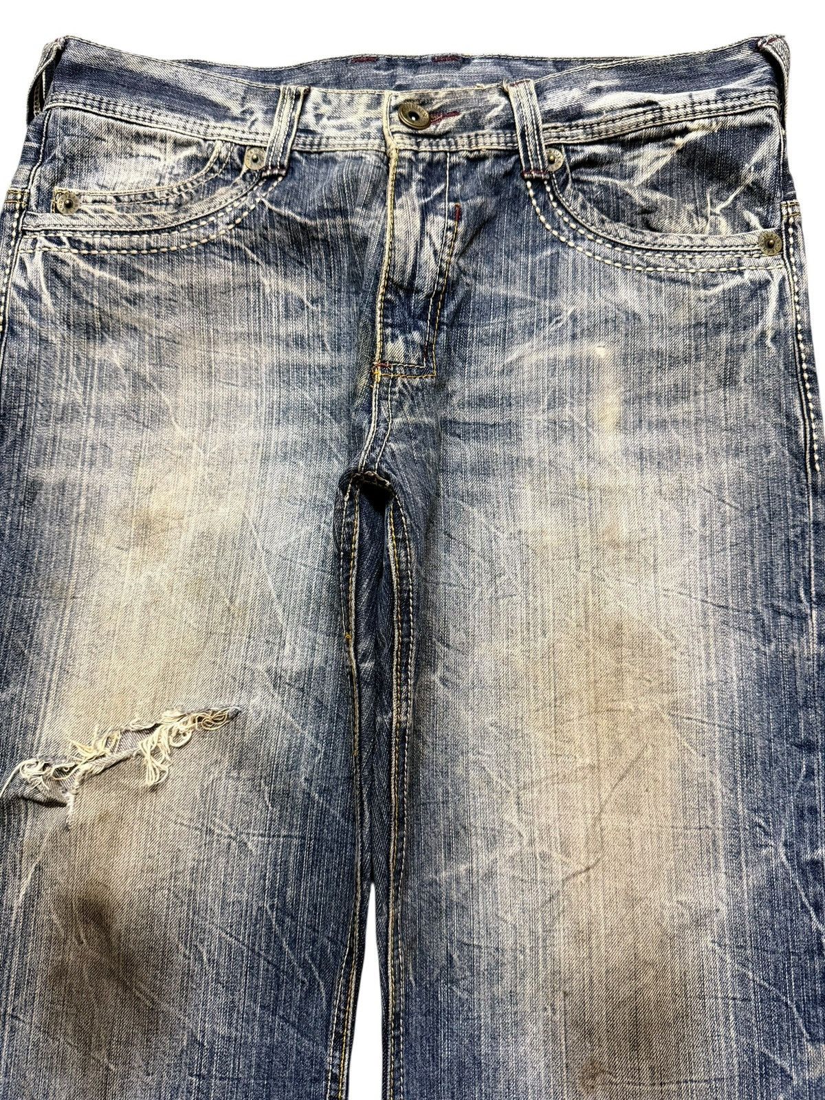14th Addiction Vintage Japanese Brand Mud Wash Faded Thunder Distress Baggy Size US 34 / EU 50 - 3 Thumbnail