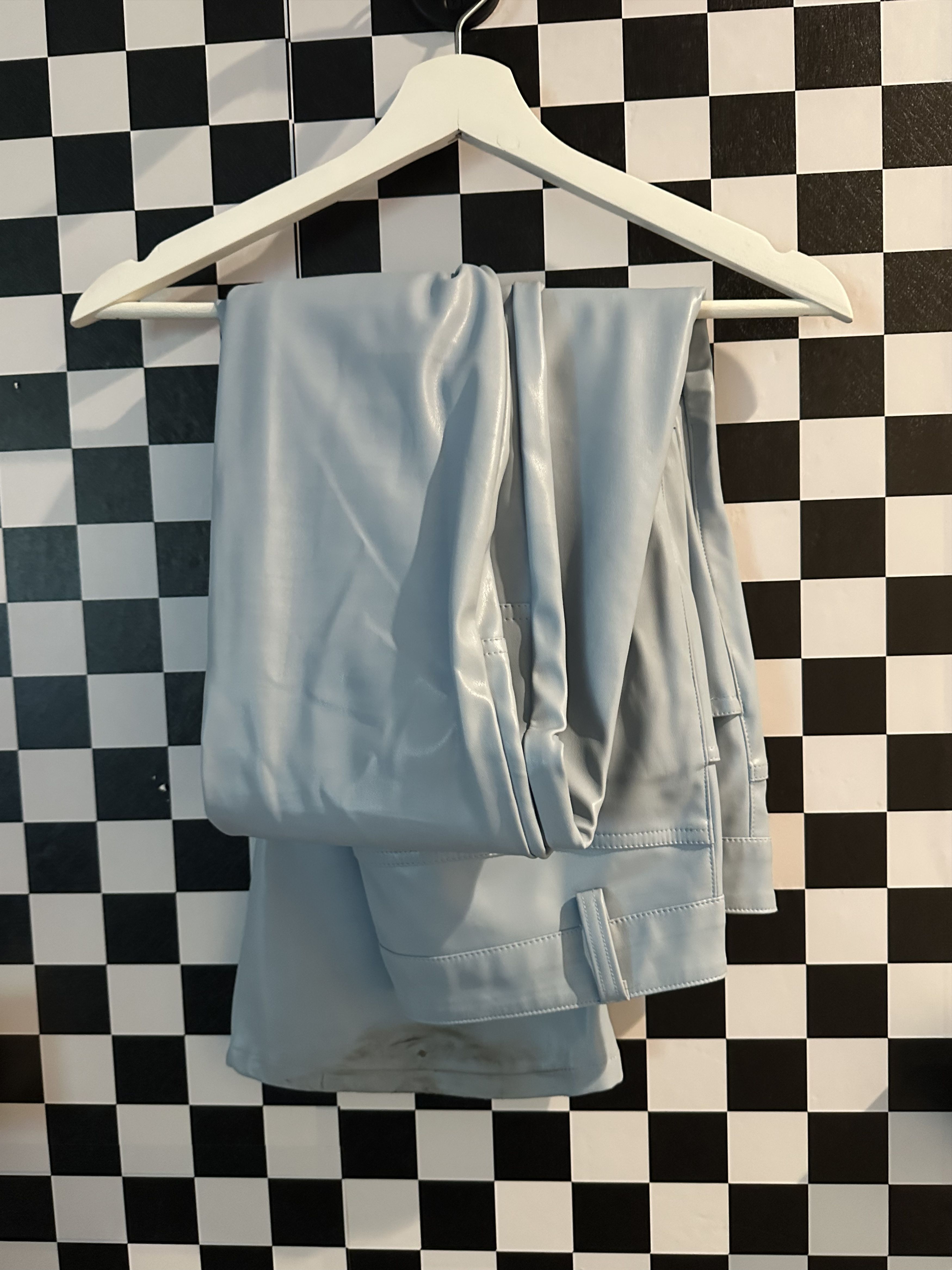 GUAPI RARE 1/100* Stacked Leather Carpenter Pants Baby Blue Size US 32 / EU 48 - 2 Thumbnail