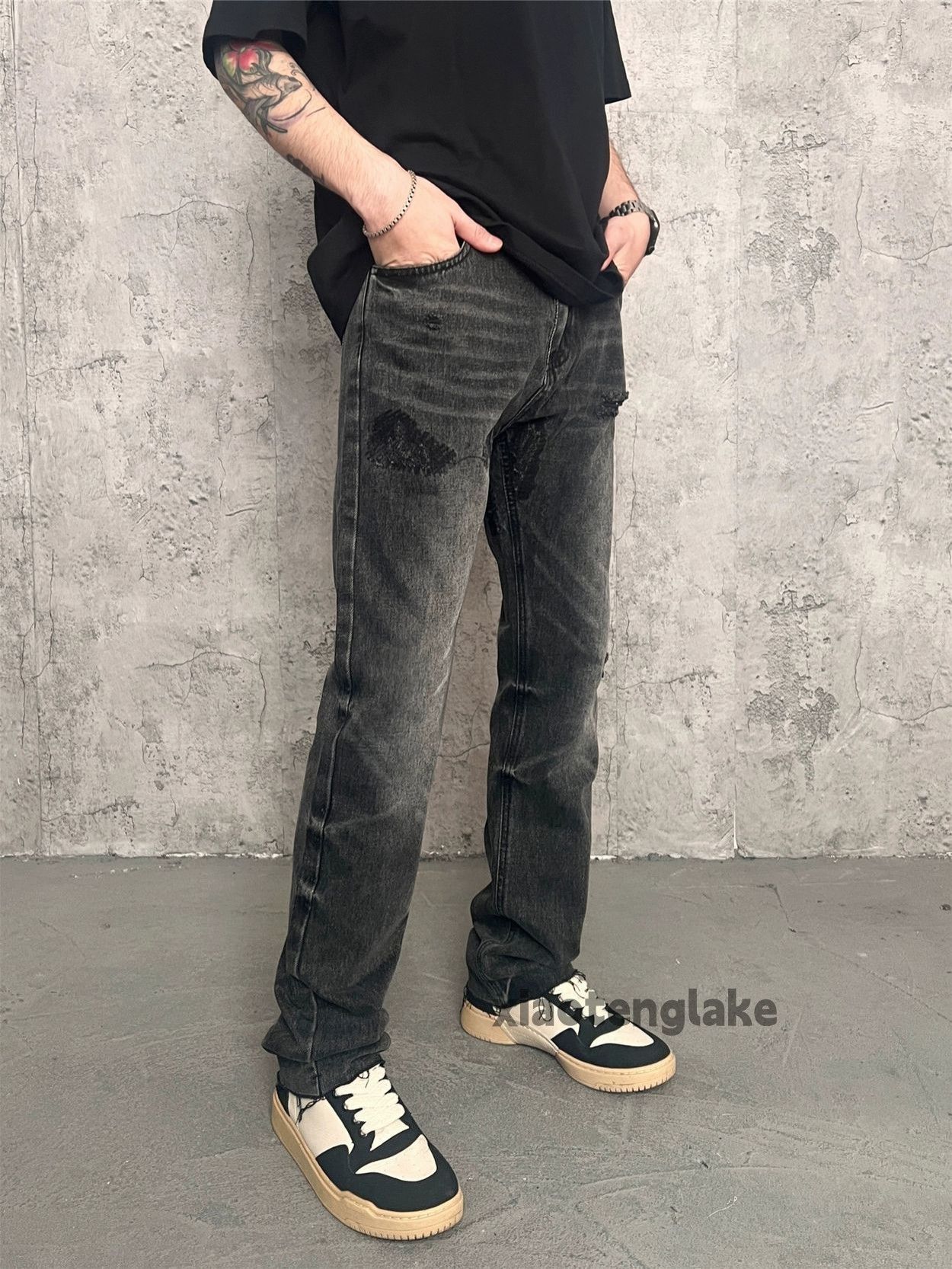 Jean × Vintage washed faded punk grunge damaged ripped jeans Size US 32 / EU 48 - 2 Thumbnail