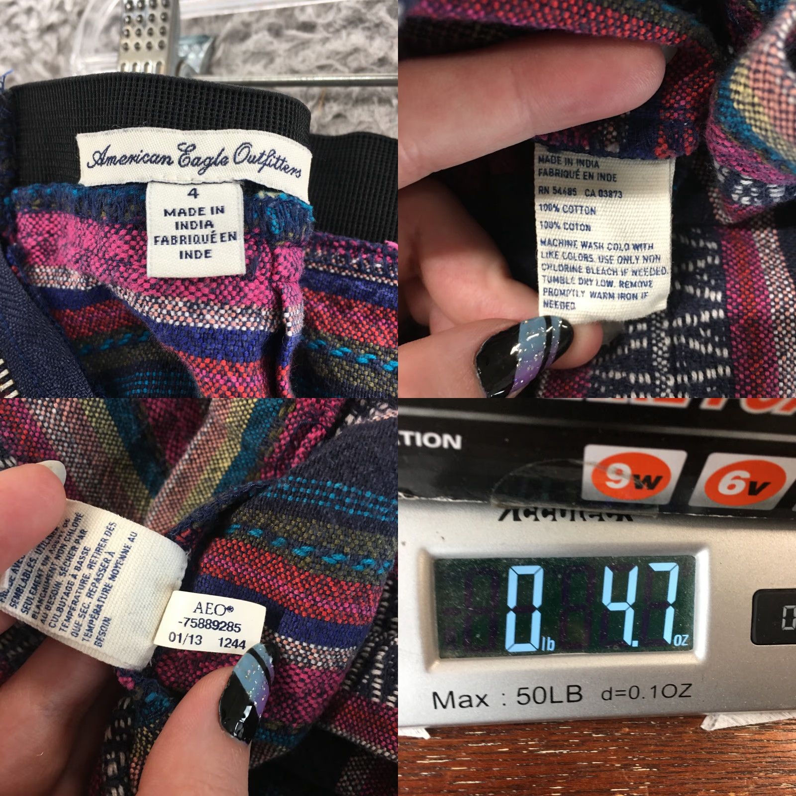 American Eagle Outfitters American Eagle Outfitters Mini Short Skirt Womens 4 Multicolor Cotton Back Zip Size 27" / US 4 / IT 40 - 9 Thumbnail