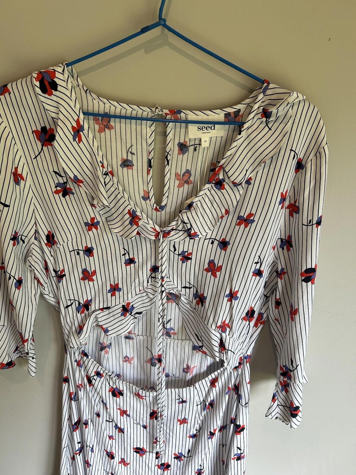 Designer Seed Dress Cutout Floral Frill NEW RRP$139 - Size 10 (003) Size M / US 6-8 / IT 42-44 - 4 Thumbnail