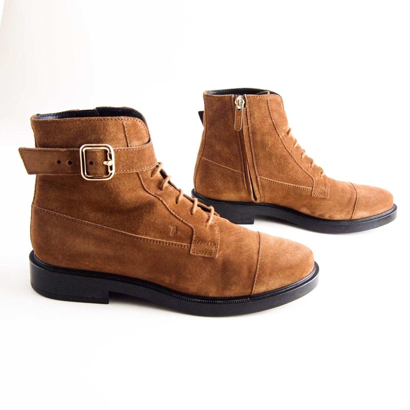 Tod's TODs Combat Boots Brown Suede Womens US 7 EU 37 $720 Size US 7 / IT 37 - 4 Thumbnail