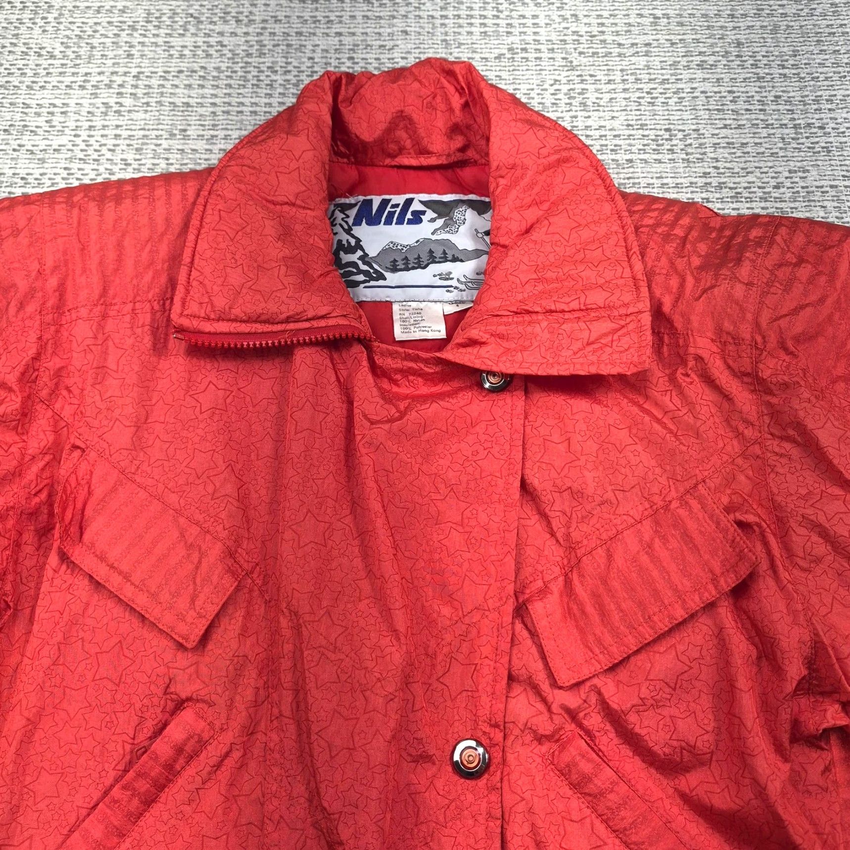 Vintage VINTAGE Nils Jacket Womens 4 Red Star Print Insulated Nylon Bomber Ski Allover Geometric 80s Womens Size S / US 4 / IT 40 - 4 Thumbnail