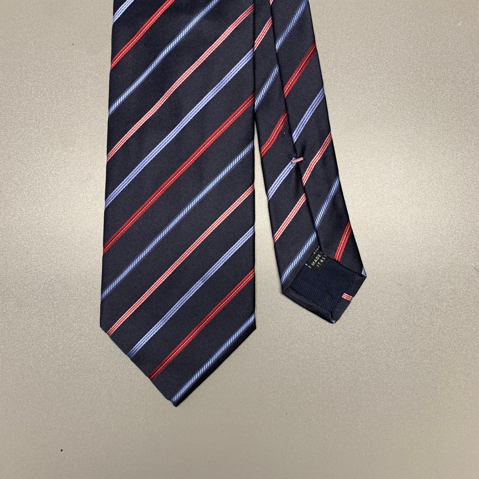 Other BORRELLI Navy Red Diagonal Stripe Silk Tie Size ONE SIZE - 1 Thumbnail