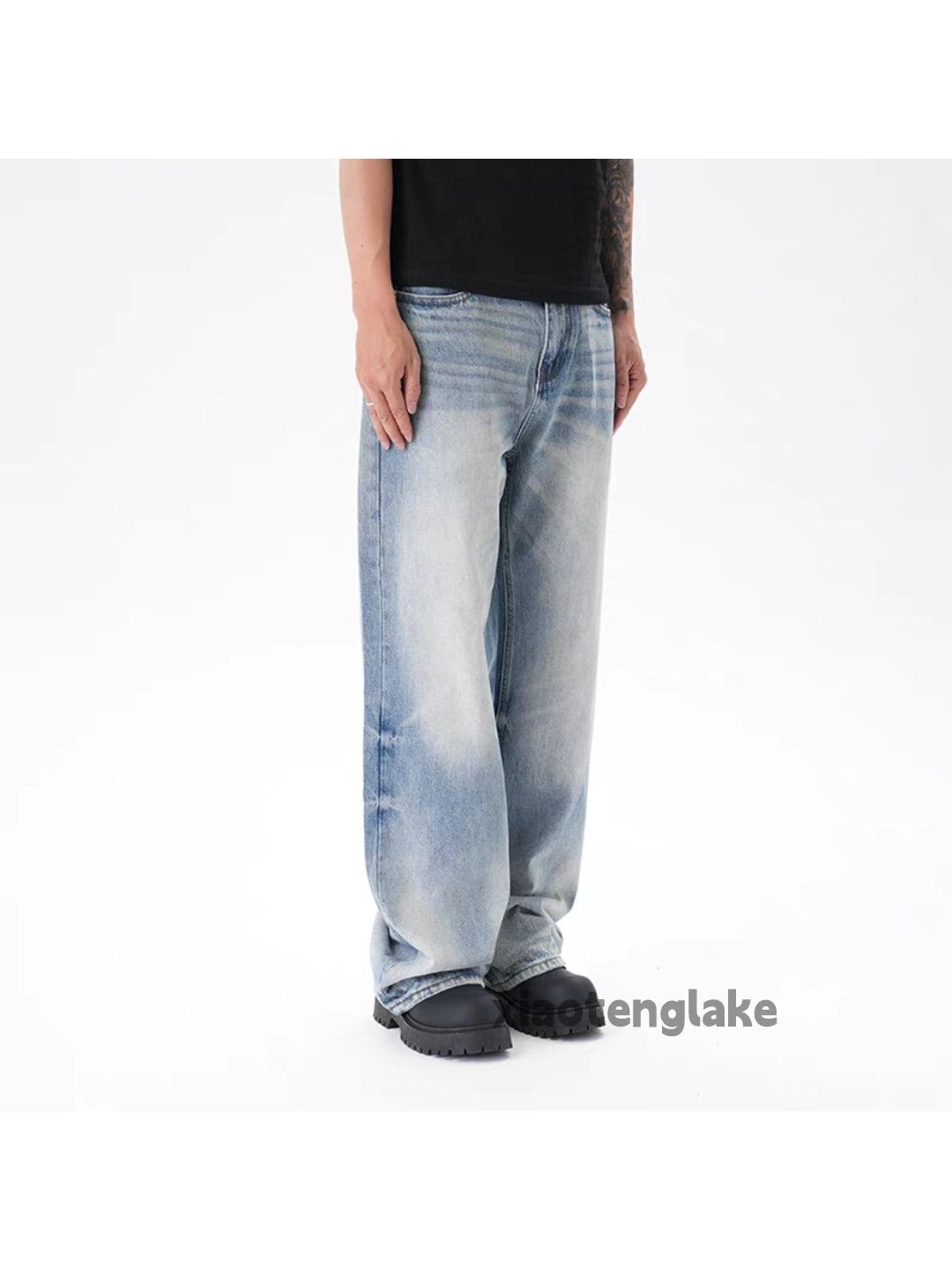 Designer Unisex washed faded loose baggy skate hiphop y2k pants Size US 34 / EU 50 - 5 Thumbnail