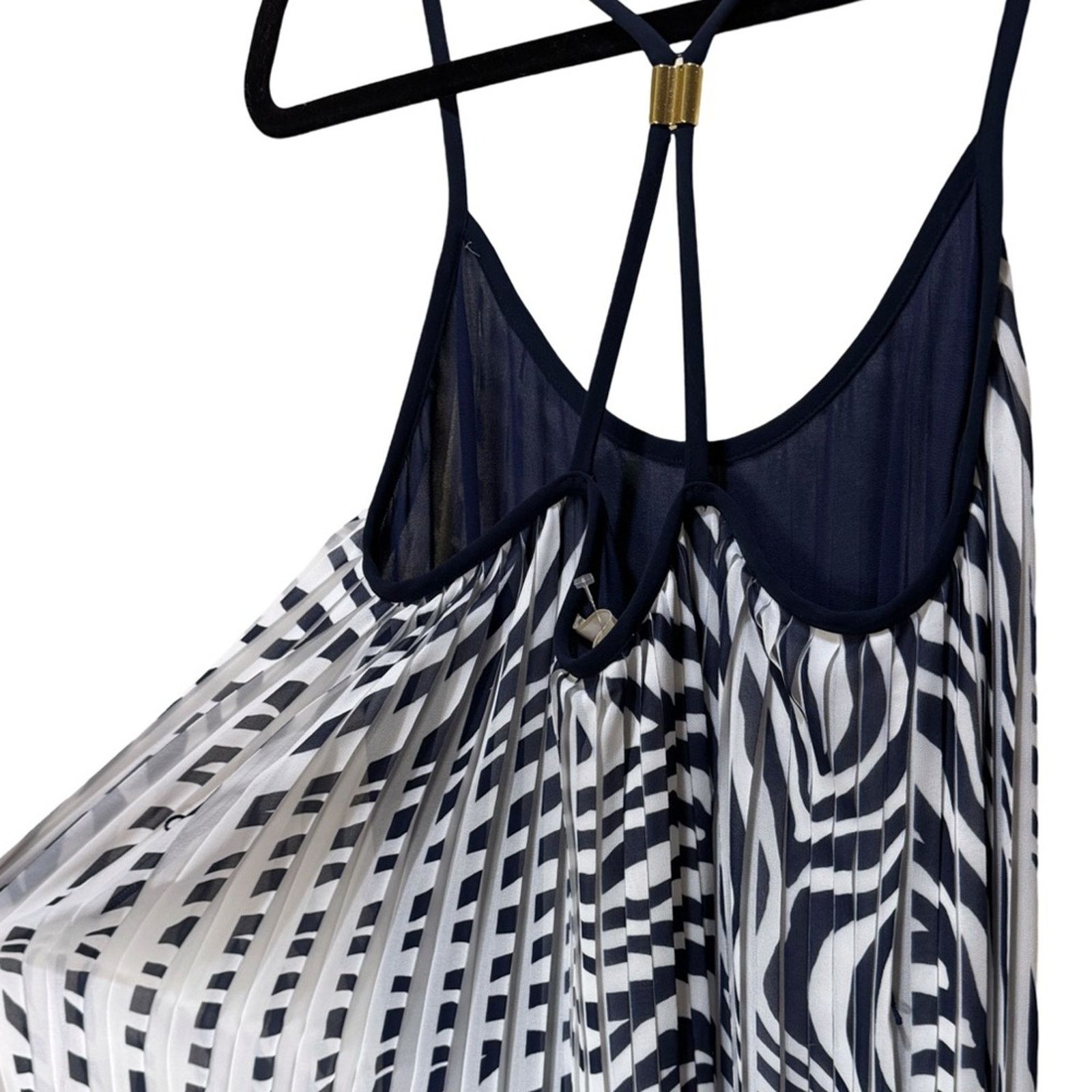 MICHAEL Michael Kors True Navy Zebra Pleated Maxi Dress 6