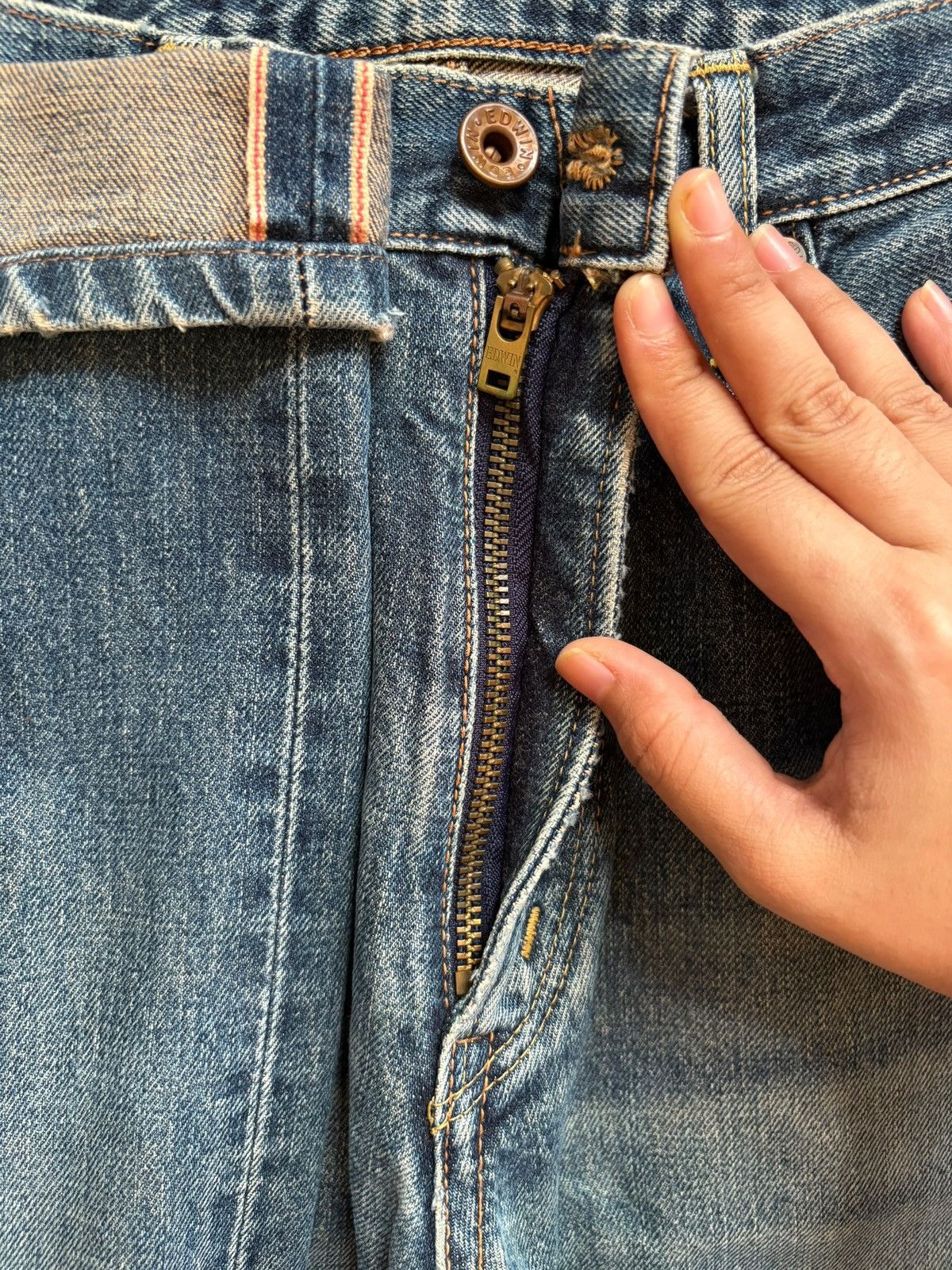 Edwin × Japanese Brand Vintage Japanese Edwin 505x Selvedge Mud Wash Baggy Jeans Size US 31 - 4 Thumbnail