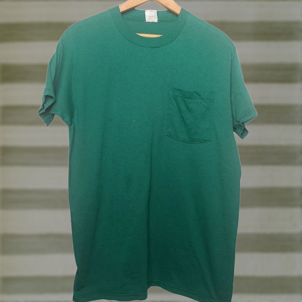 Fruit Of The Loom VINTAGE Fruit of the Loom Golden Blend Pocket T Shirt L Emerald Green 90s Mens Size US L / EU 52-54 / 3 - 1 Thumbnail