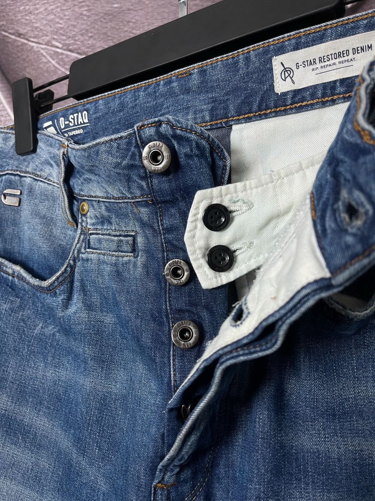 G-Star G-Star Raw D-Staq 3D Tapered Distressed Blue Denim W28 L34 Size US 28 / EU 44 - 10 Thumbnail