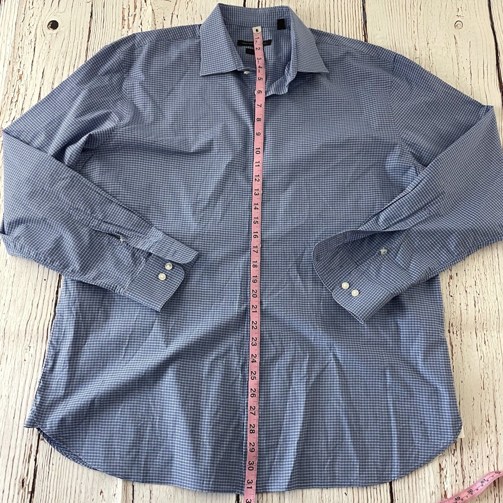 John Varvatos VINTAGE John Varvatos Regular Fit Long Sleeve Button Front Shirt Men's 17 34|35 Blue Size US XL / EU 56 / 4 - 4 Thumbnail