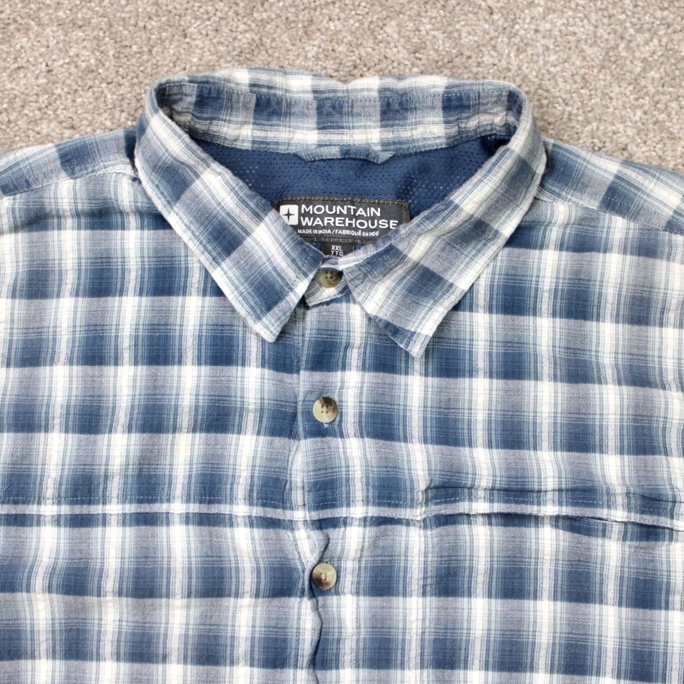 Vintage Mountain Warehouse Shirt Men 2XL Blue Plaid Short Sleeve Cotton Button-Up Shirt Mens Regular Fit Adult 2XL Blue 90s Theme Size US XXL / EU 58 / 5 - 4 Thumbnail