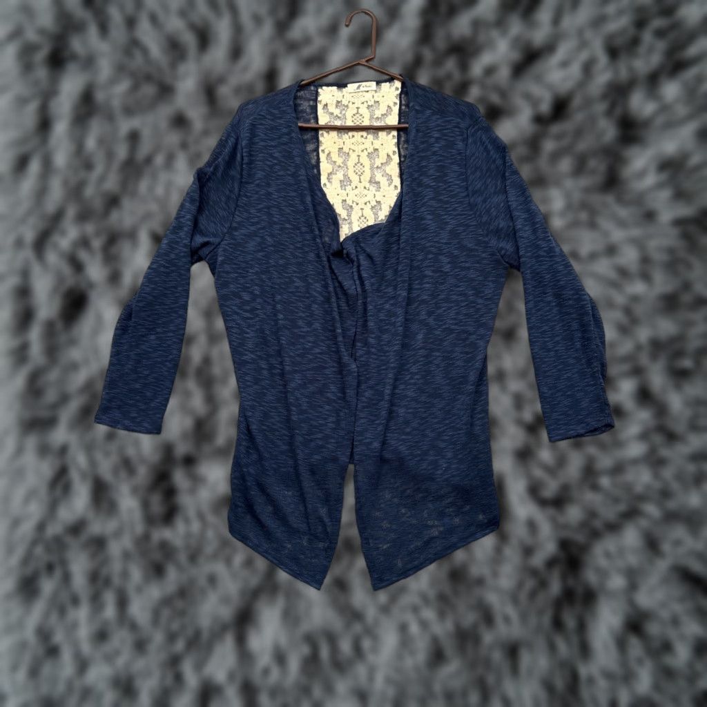 Vintage M Fasis Boho Cardigan Sweater Womens Size M Lace Back Open Front Lightweight Sheer Casual - Mens? Size M / US 6-8 / IT 42-44 - 1 Thumbnail