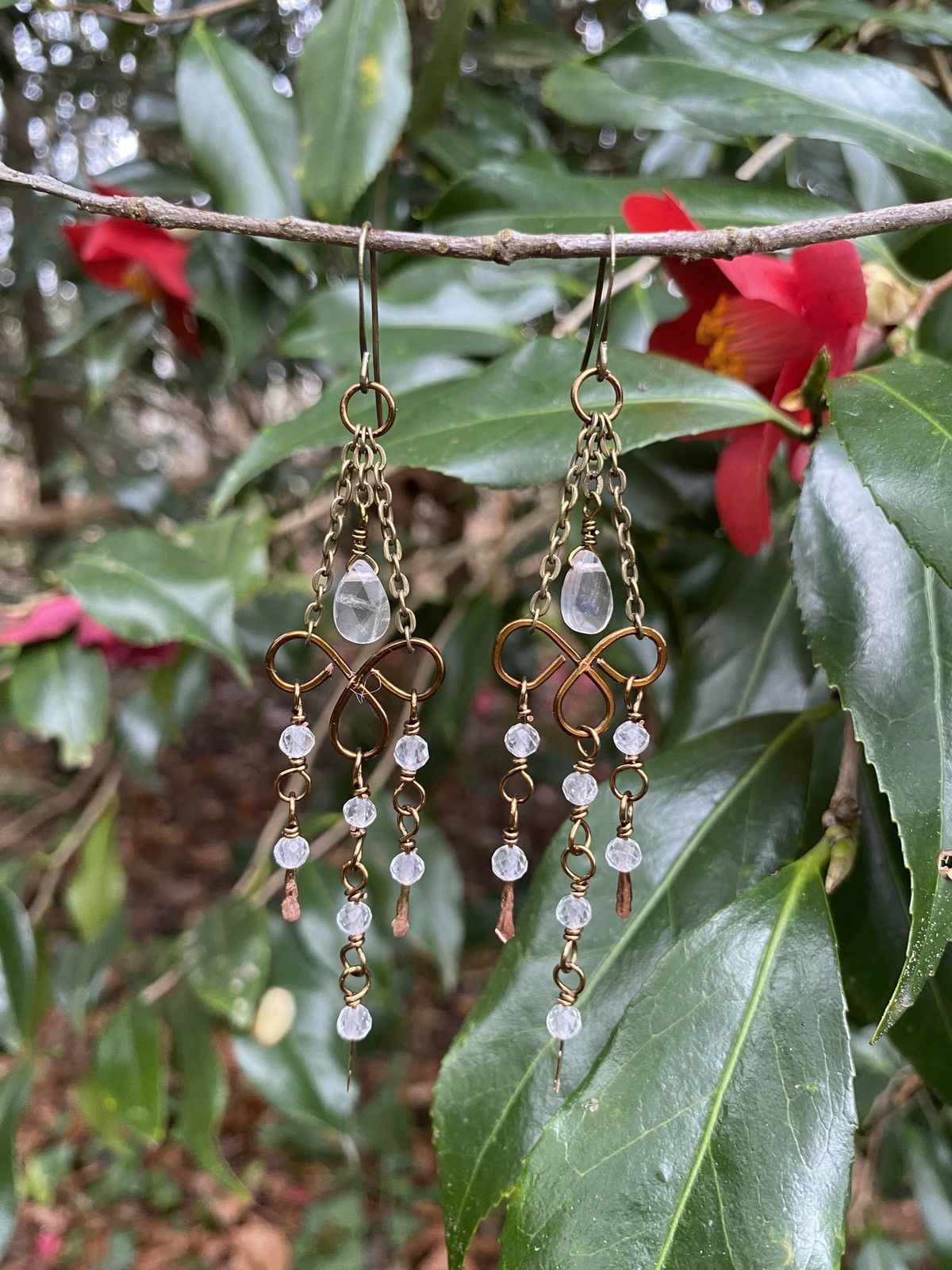 Handmade Clear Quartz Chandelier Earrings Size ONE SIZE - 1 Thumbnail