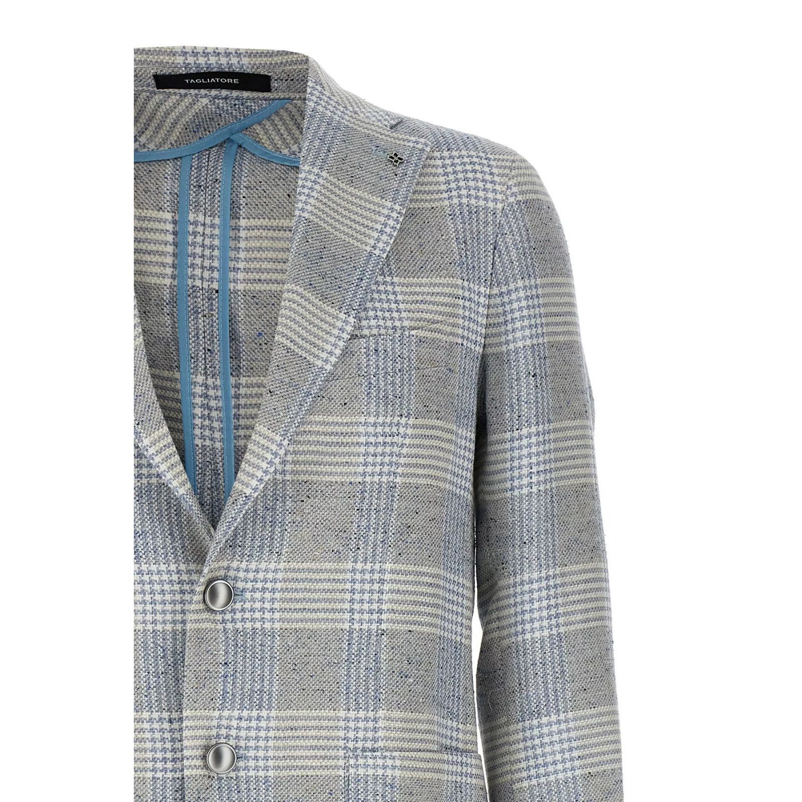 Tagliatore TAGLIATORE Check Blue/Gray Linen Blazer Jacket New & Authent Size US M / EU 48-50 / 2 - 3 Thumbnail