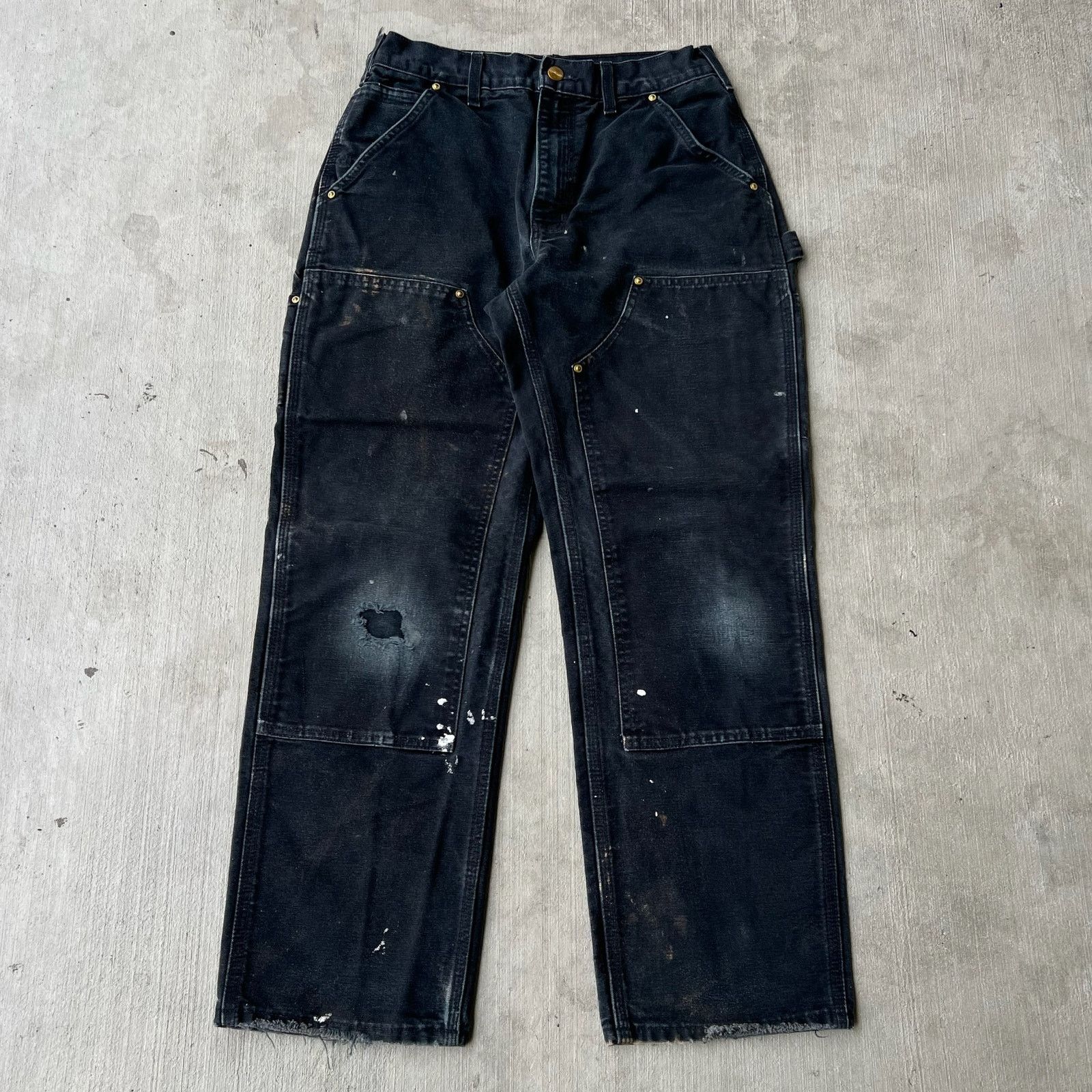 Carhartt × Vintage Carhartt faded black double knee work wear carpenter pants Size US 28 / EU 44 - 1 Thumbnail