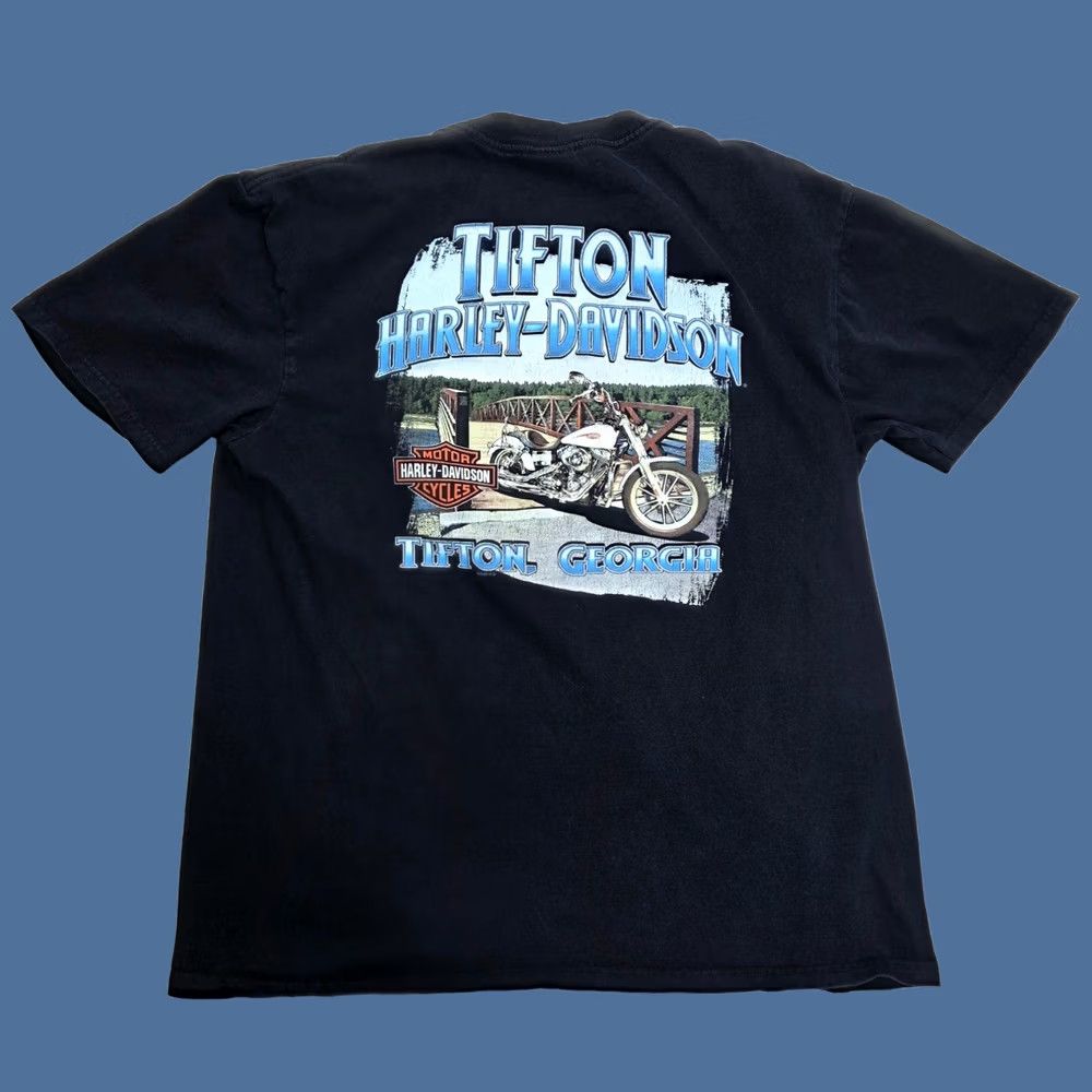 Harley Davidson VINTAGE Harley-Davidson Shirt Men Large Black Graphic Print Crew Neck Short Sleeve Fire Motorcycle Brothers of Freedom Flame Logo Tee Size US L / EU 52-54 / 3 - 1 Thumbnail