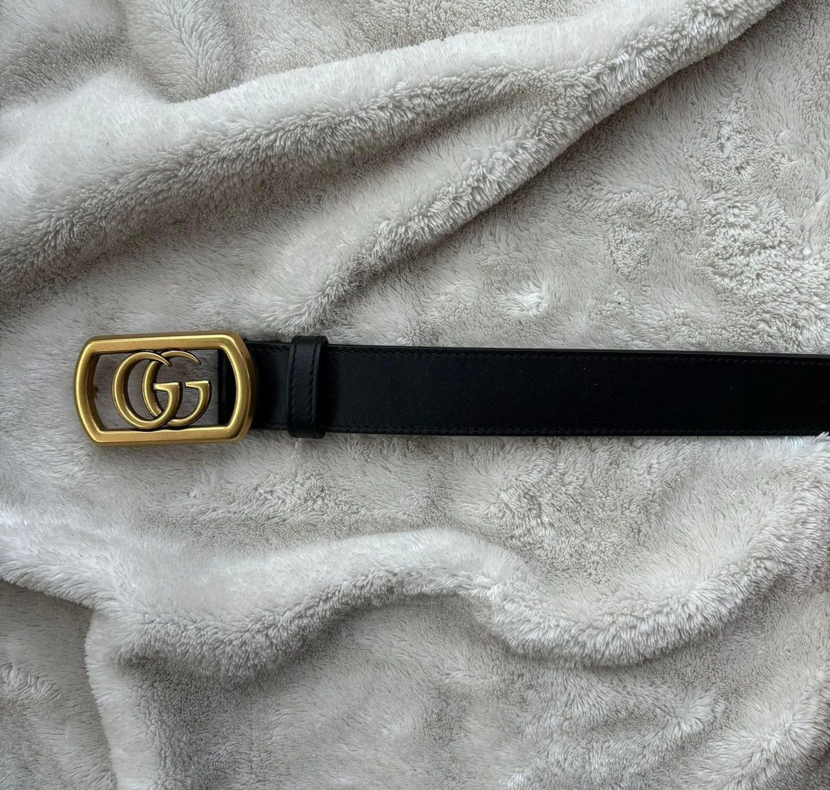 Gucci Gucci Gold/Black GG Marmont Leather Belt Size 44 - 2 Thumbnail