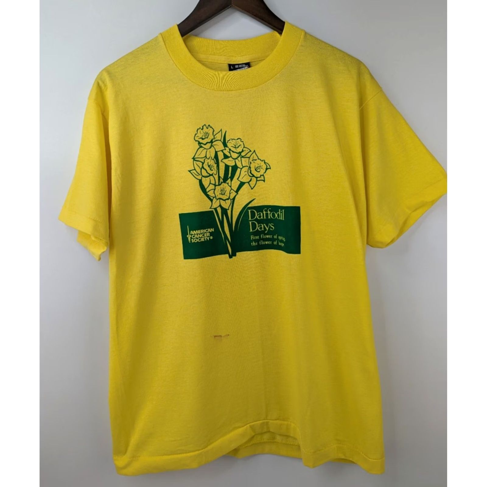 Vintage Vintage 80s Daffodil Days American Cancer Society Yellow T-Shirt Size Large Size US L / EU 52-54 / 3 - 4 Thumbnail
