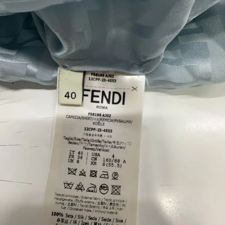 Fendi Fendi Blue FF Pattern Long Sleeve Shirt -2507 Size M / US 6-8 / IT 42-44 - 3 Thumbnail