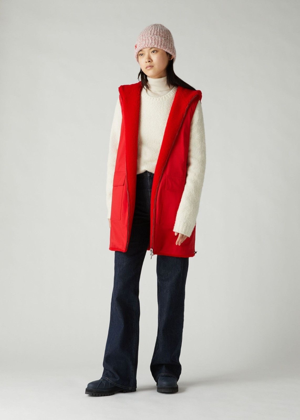 Loro Piana o1srvl11e0924 Reversibile Vest Cashfur Stretch Vest in Red Size L / US 10 / IT 46 - 3 Thumbnail