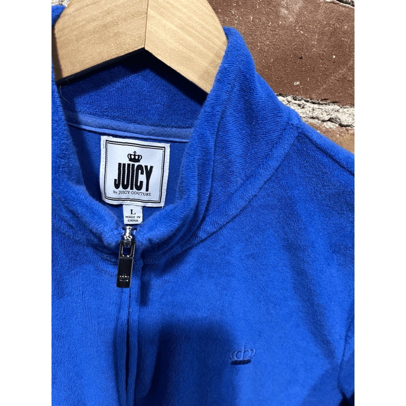 Juicy Couture Juicy Couture Blue Terry Cloth Zip Up Jacket Sweatshirt Women L Size L / US 10 / IT 46 - 2 Thumbnail
