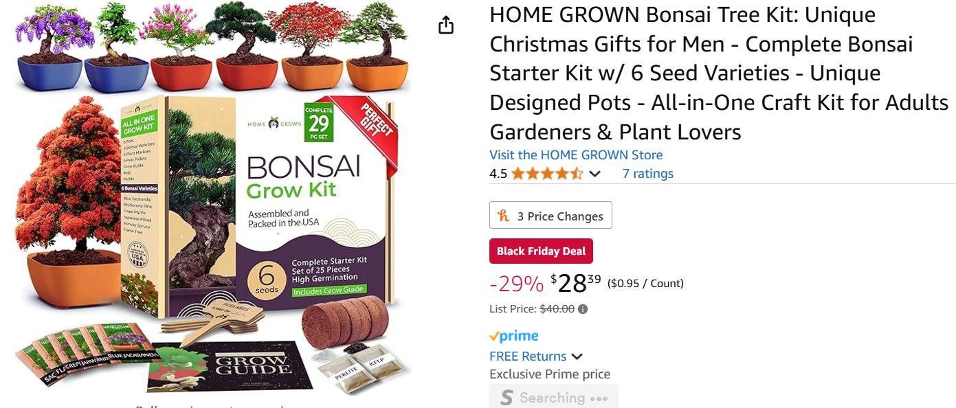 NBDN Nobrandedon Complete Bonsai Starter Kit w/ 6 Seed Varieties - Unique Size ONE SIZE - 1 Thumbnail