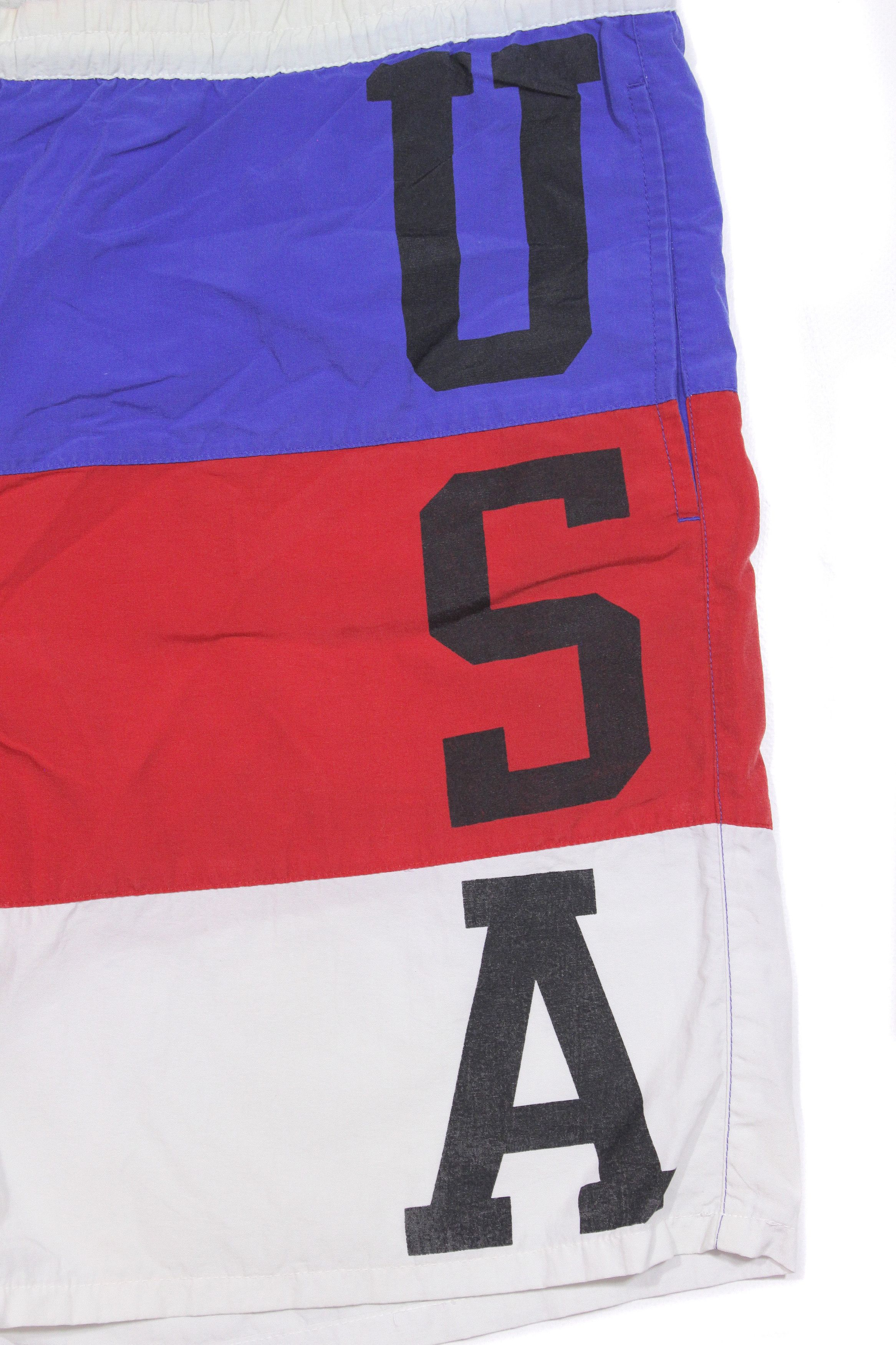 Polo Ralph Lauren 90S Iconic USA Big Logo Flag Nylon Swim Shorts Vintage Size US 34 / EU 50 - 3 Thumbnail