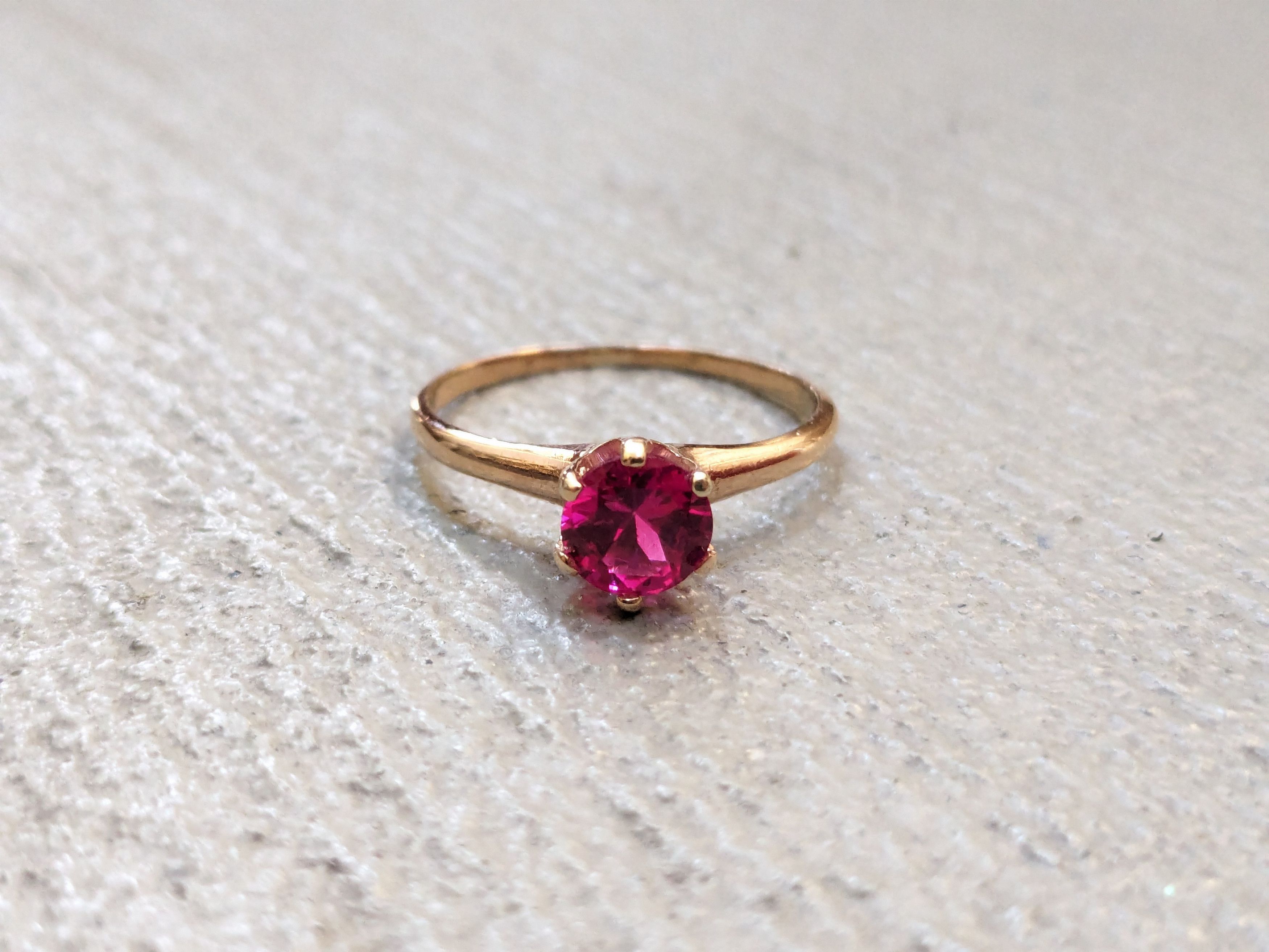 Jewelry 10k Yellow Gold Ring Lab Red Ruby Size 7 Princess Cut Size ONE SIZE - 3 Thumbnail