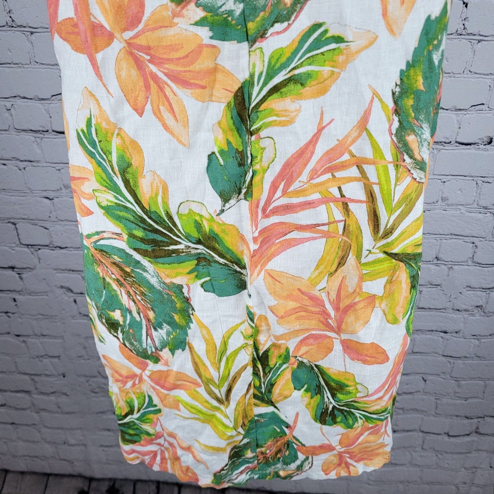 Nicole Miller Nicole Miller Multicolor Linen Leaf Print Flutter Sleeve Shift Dress XS Size XS / US 0-2 / IT 36-38 - 7 Thumbnail