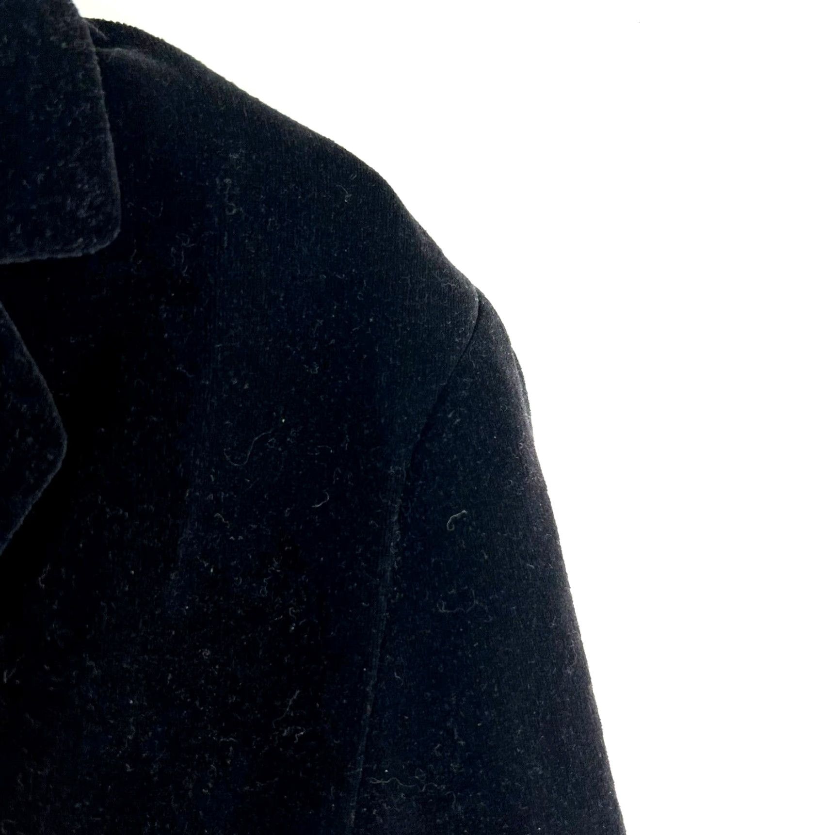 Velvet VINTAGE St. James Blazer Jacket Womens S Black Velvet Notch Single-Breast Two-Button Tailored Stretch Size S / US 4 / IT 40 - 2 Thumbnail