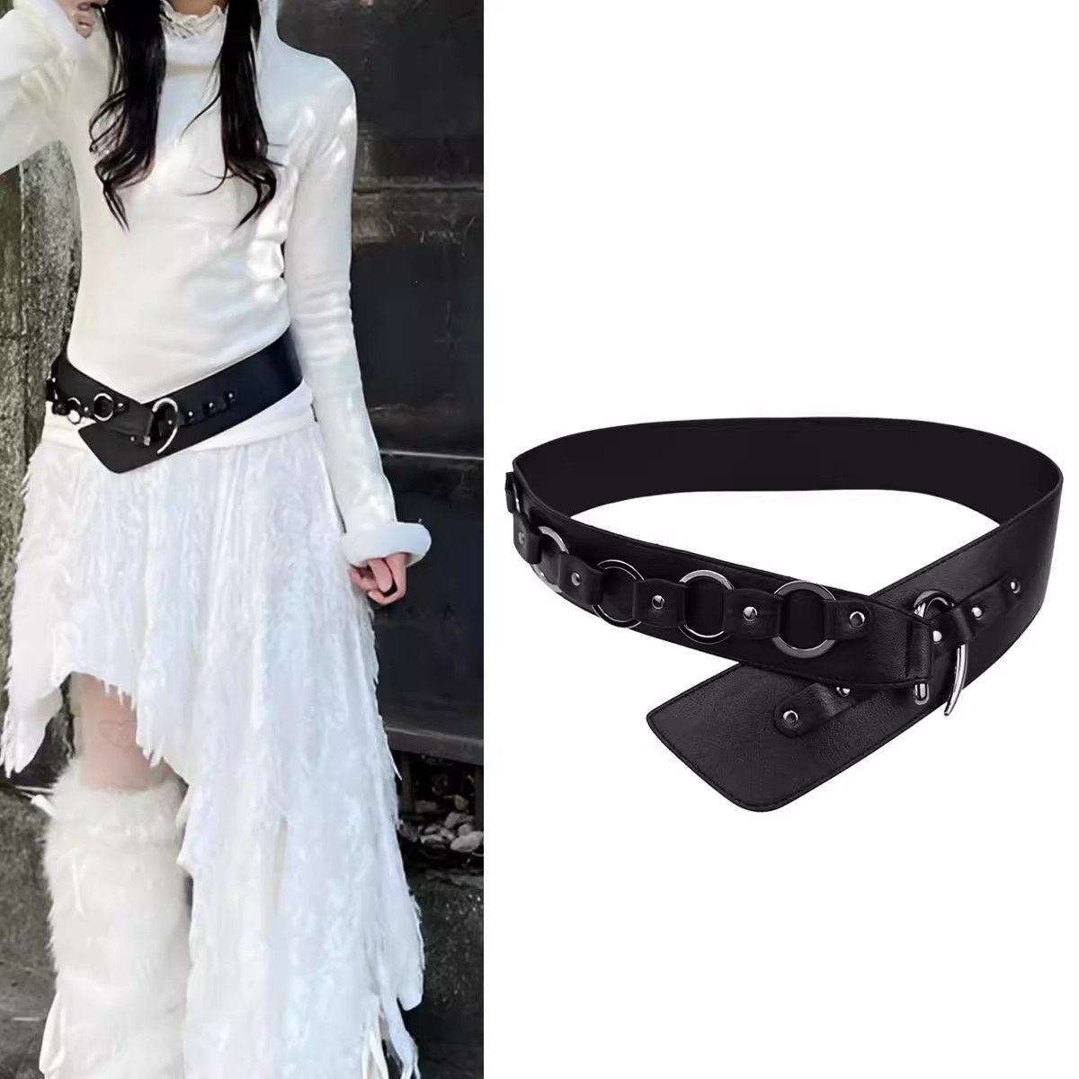 Designer Matchless Vintage Belt Riveted Belts Menswear Accessories Size ONE SIZE - 2 Thumbnail