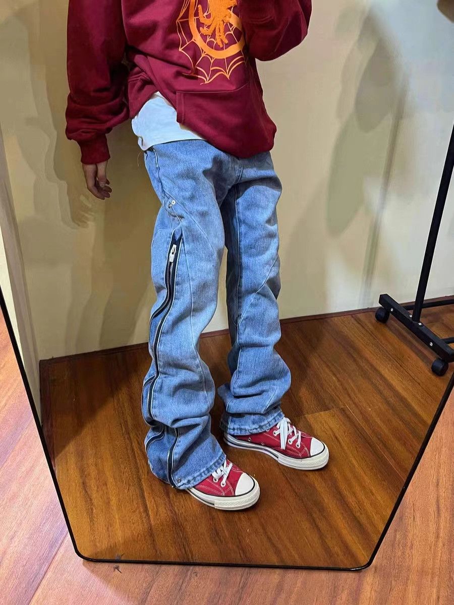 Japanese Brand × Jean Street wash hip hop side zip micro flare jeans Size US 34 / EU 50 - 2 Thumbnail