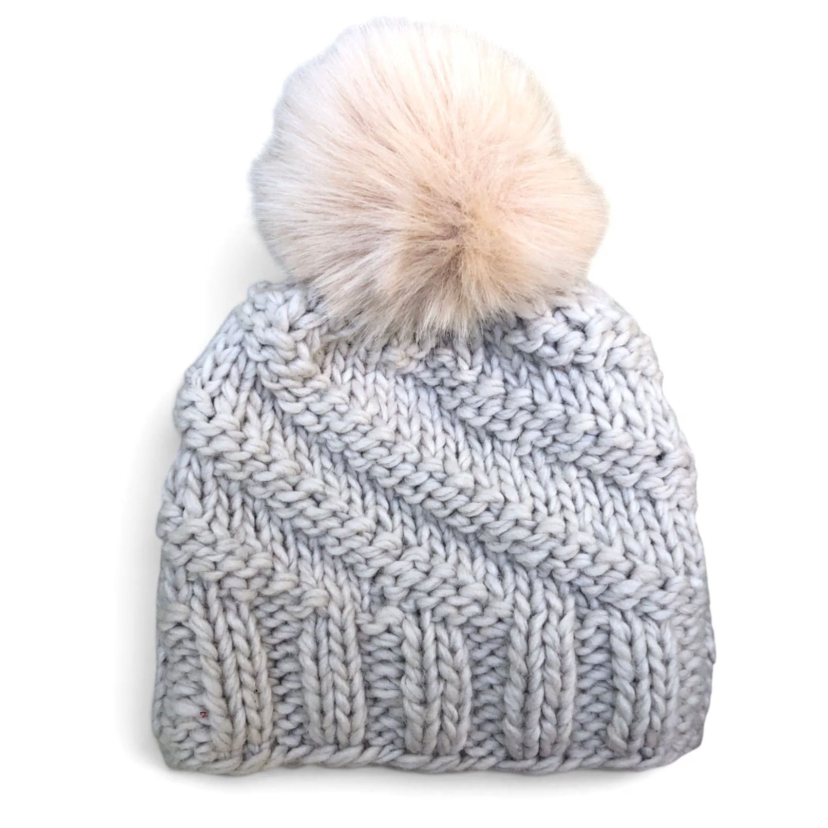 Free People VINTAGE FREE PEOPLE Pom Beanie Hat Women's One Size Wool Blend Cap Beige Fleece Lined Size ONE SIZE - 2 Thumbnail