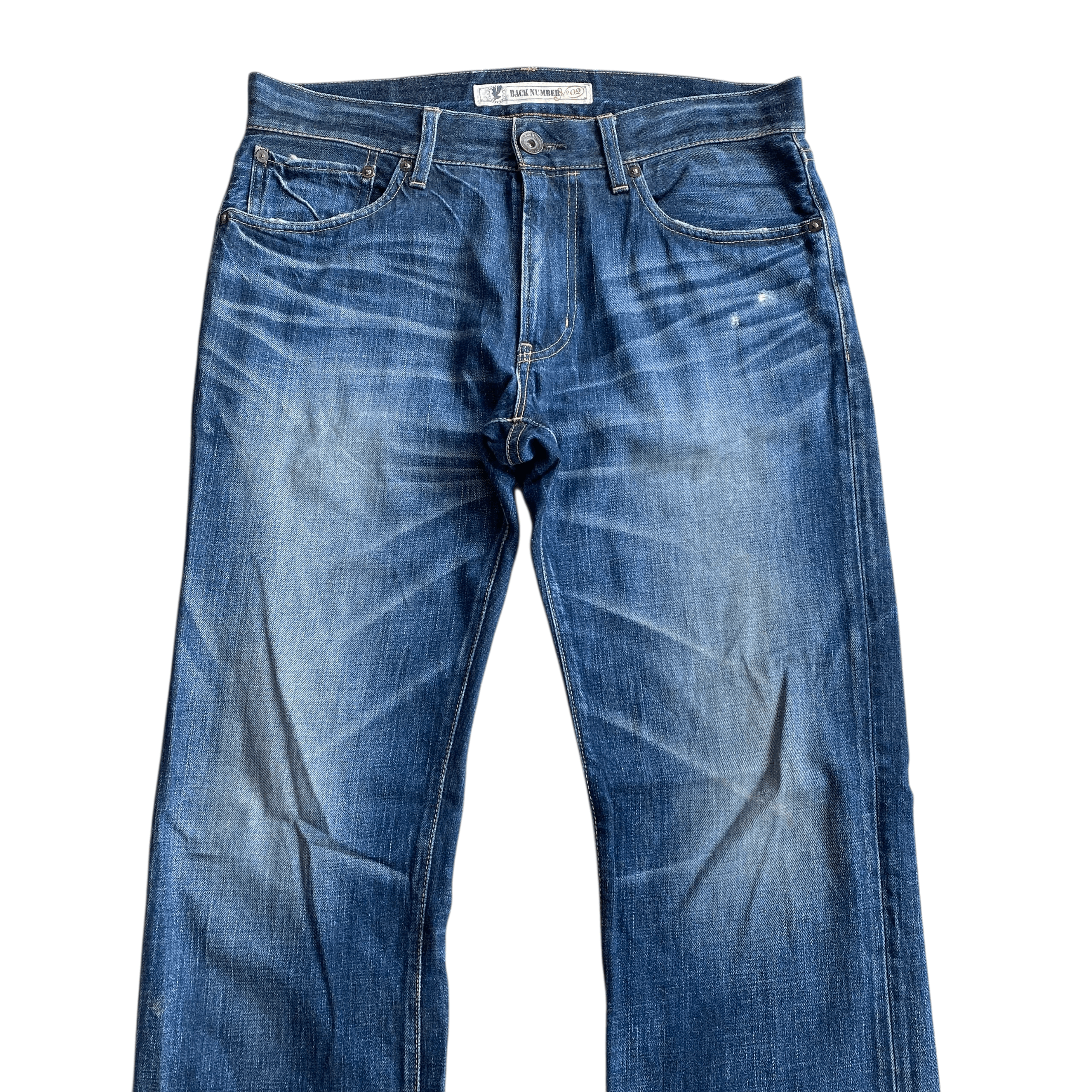 Tornado Mart Japanese Brand Back Number Whisker Jeans Size US 33 - 3 Thumbnail