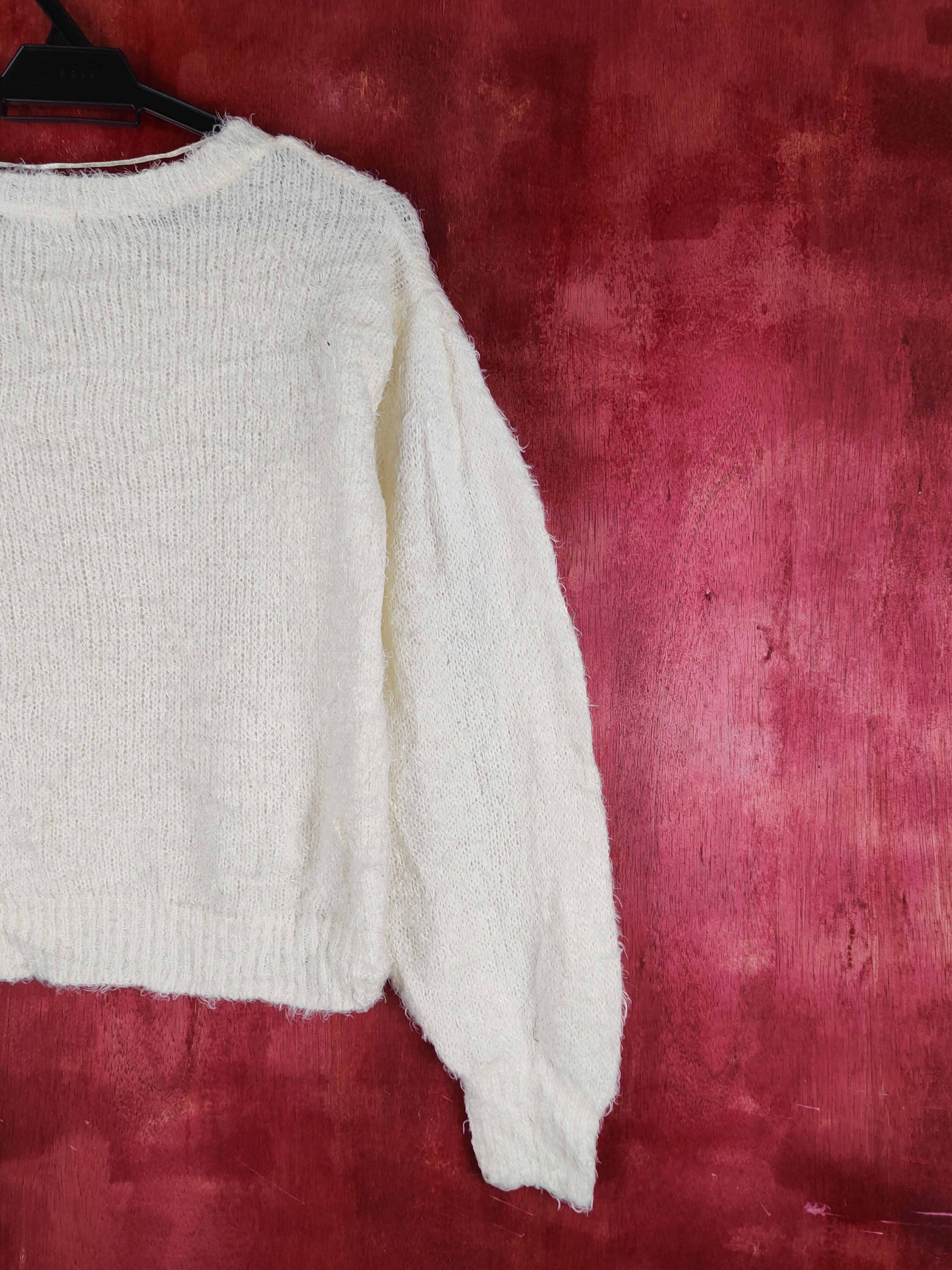 GU × Japanese Brand × Vintage GU Ivory Shag Shaggy Fur Mohair Knitwear #S1952 Size S / US 4 / IT 40 - 9 Thumbnail
