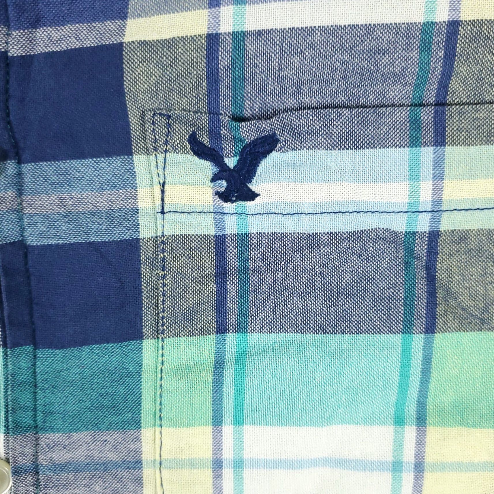 American Eagle Outfitters American Eagle Button-Up Shirt Mens Medium Blue Plaid Long Sleeve Casual Size US M / EU 48-50 / 2 - 2 Thumbnail
