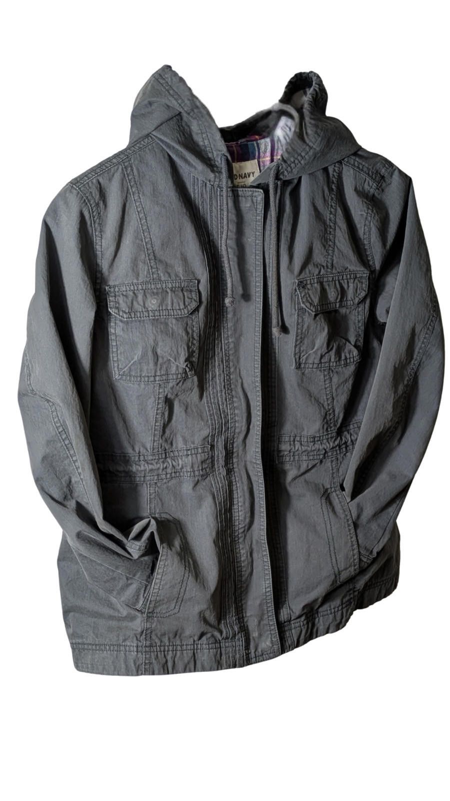 Old Navy Old Navy Canvas Jacket Hooded Gray - Large - Drawstring Size L / US 10 / IT 46 - 1 Thumbnail
